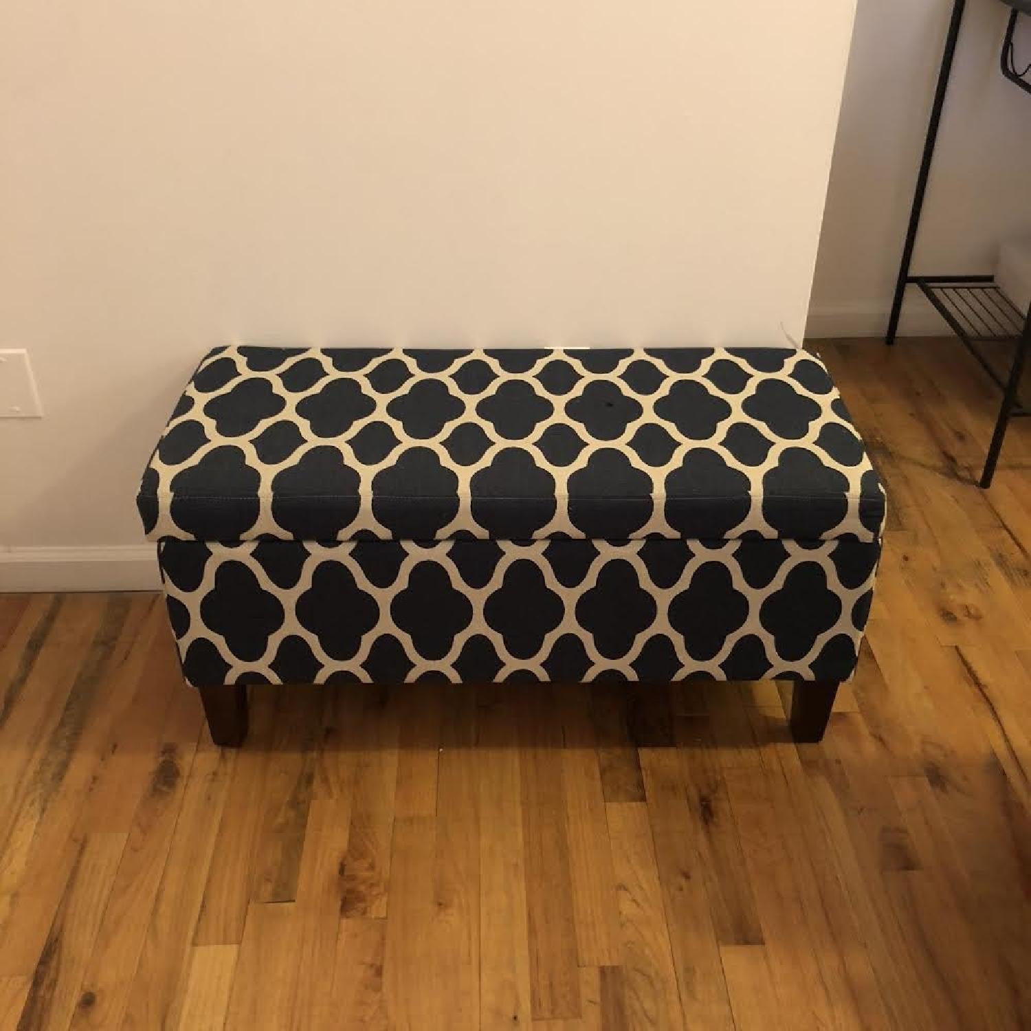 Latitude Run Blue Upholstered Storage Bench - image-1