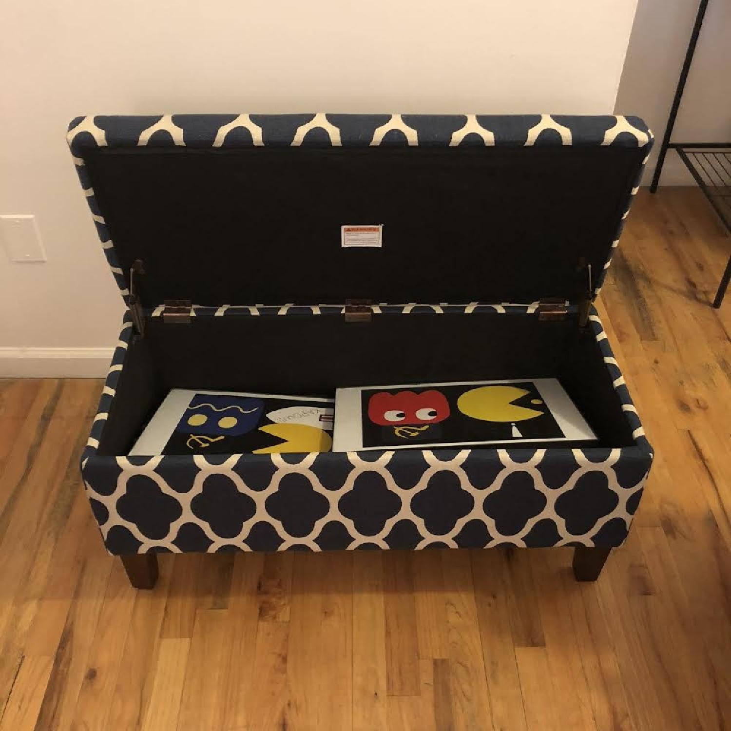 Latitude Run Blue Upholstered Storage Bench - image-2