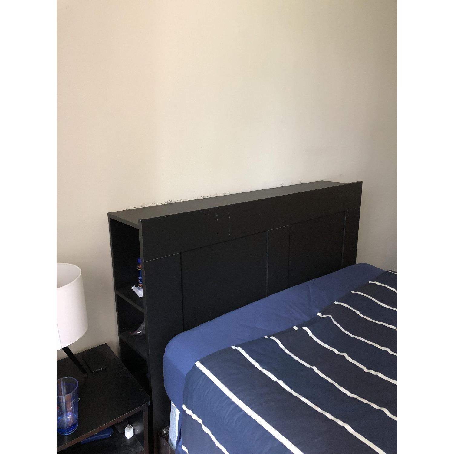 Ikea Brimnes Black Queen Size Storage Headboard - image-2