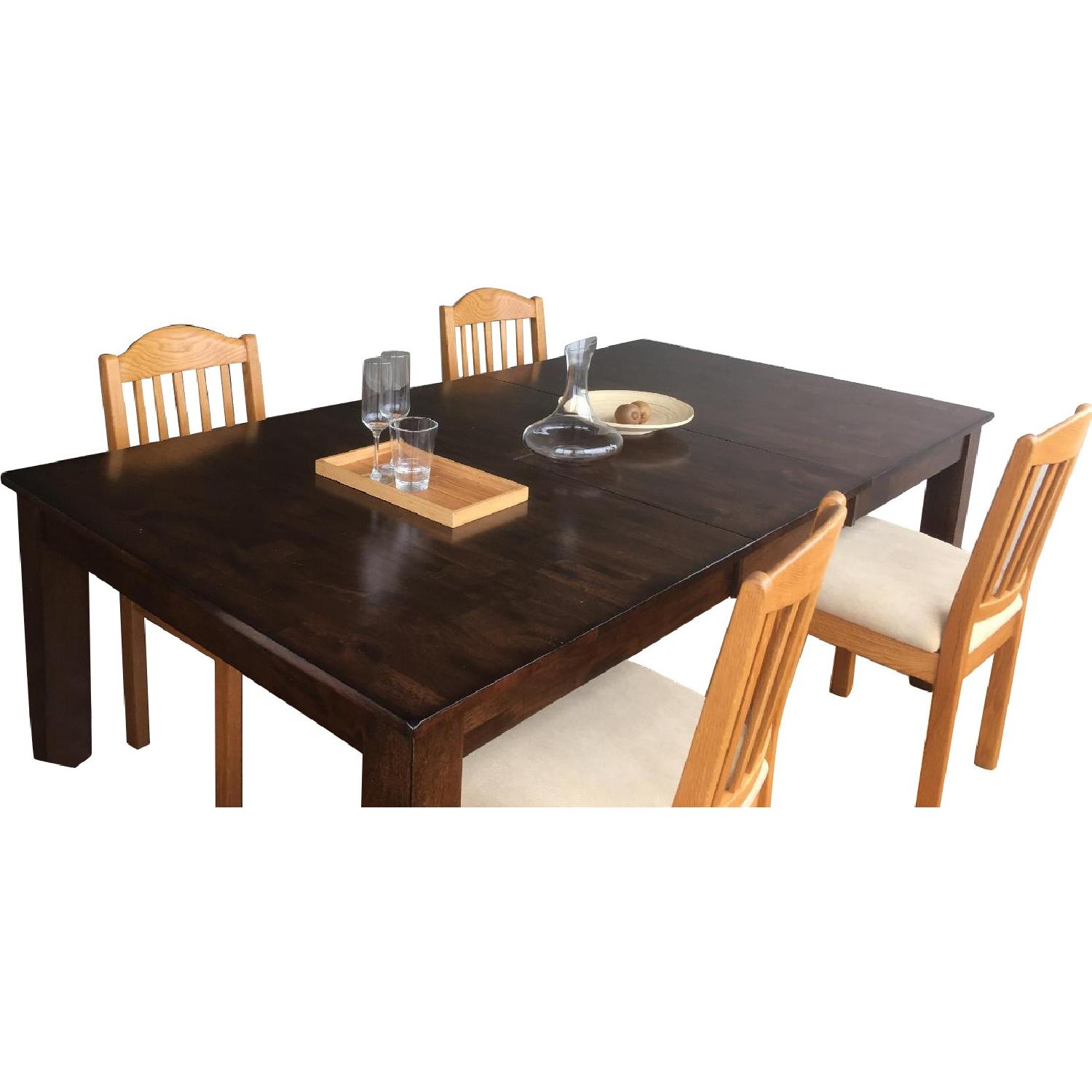 Wood Expandable Dining Table w/ 4 Chairs - AptDeco