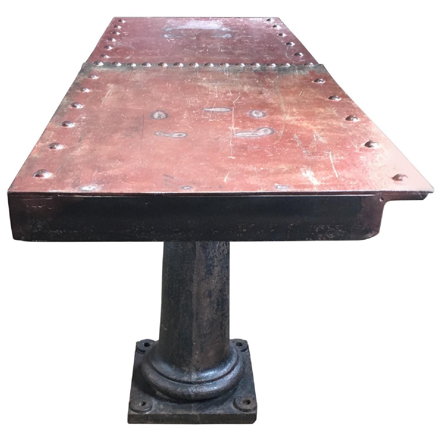 Antique Industrial Metal Console Table - image-6