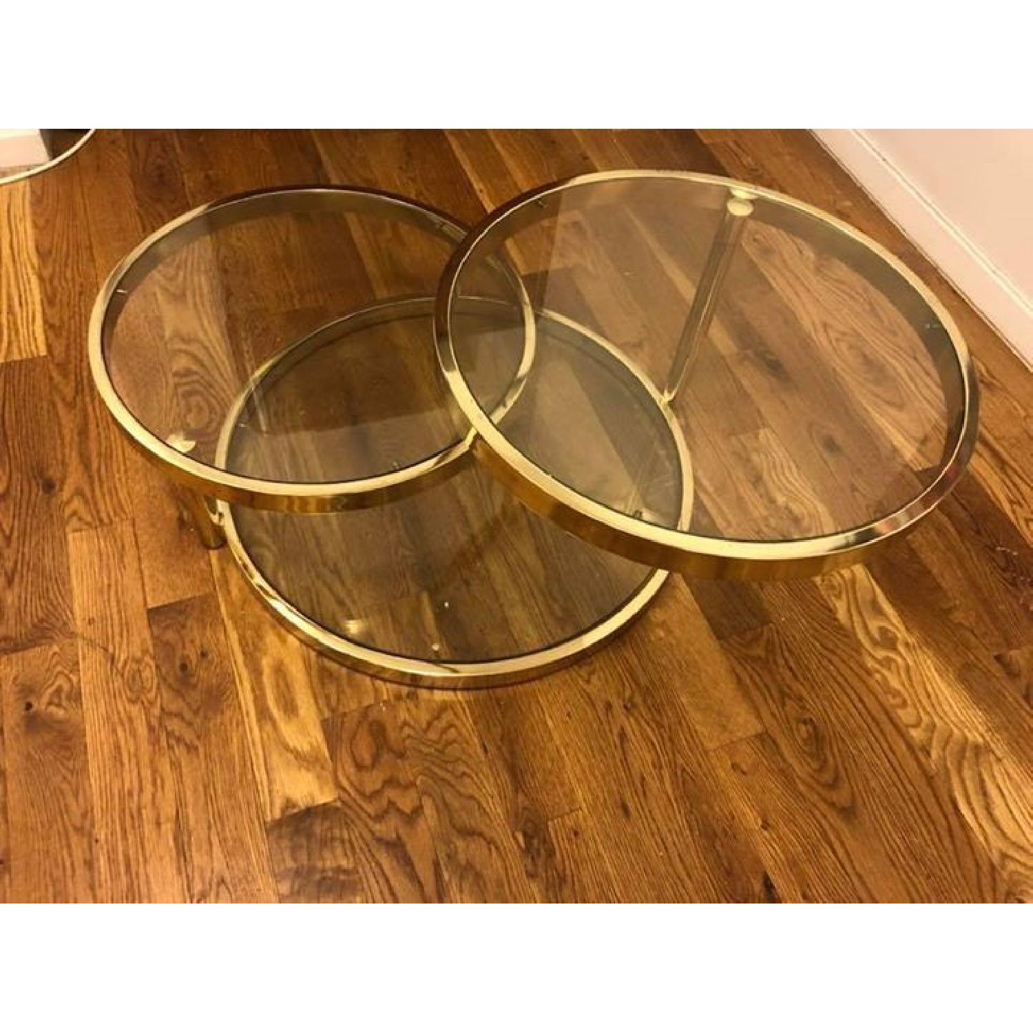 Vintage Gold & Glass Coffee Table - image-1