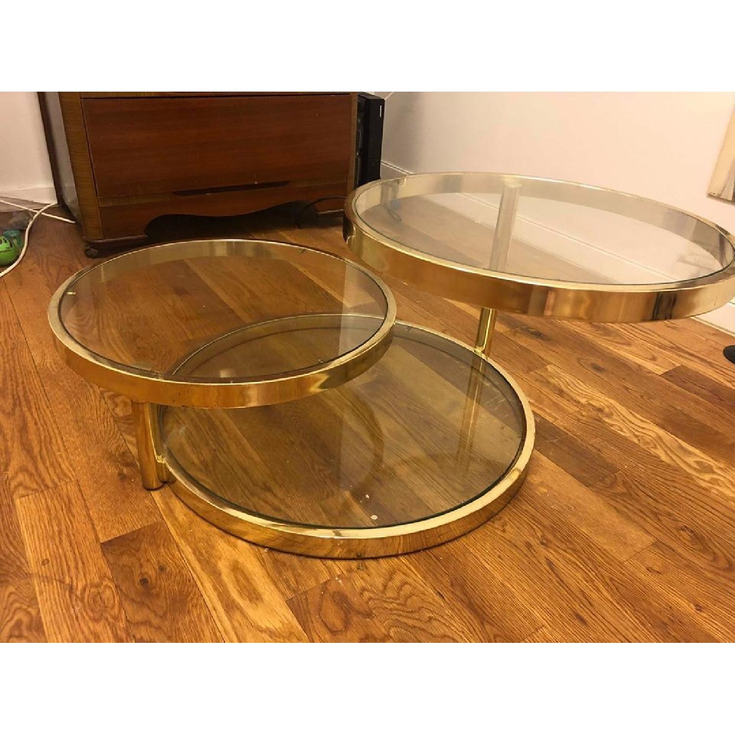 Vintage Gold & Glass Coffee Table - image-2