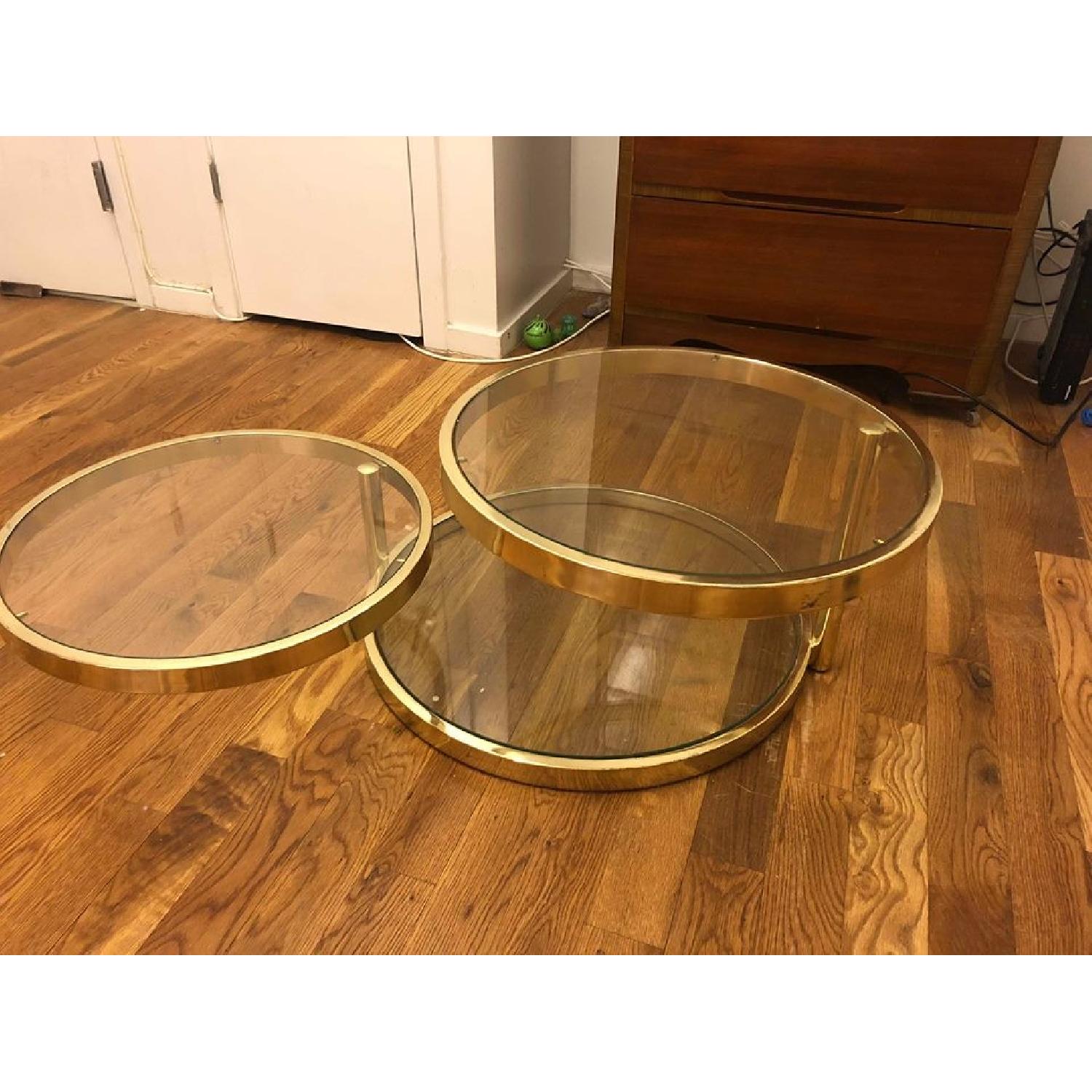 Vintage Gold & Glass Coffee Table - image-3