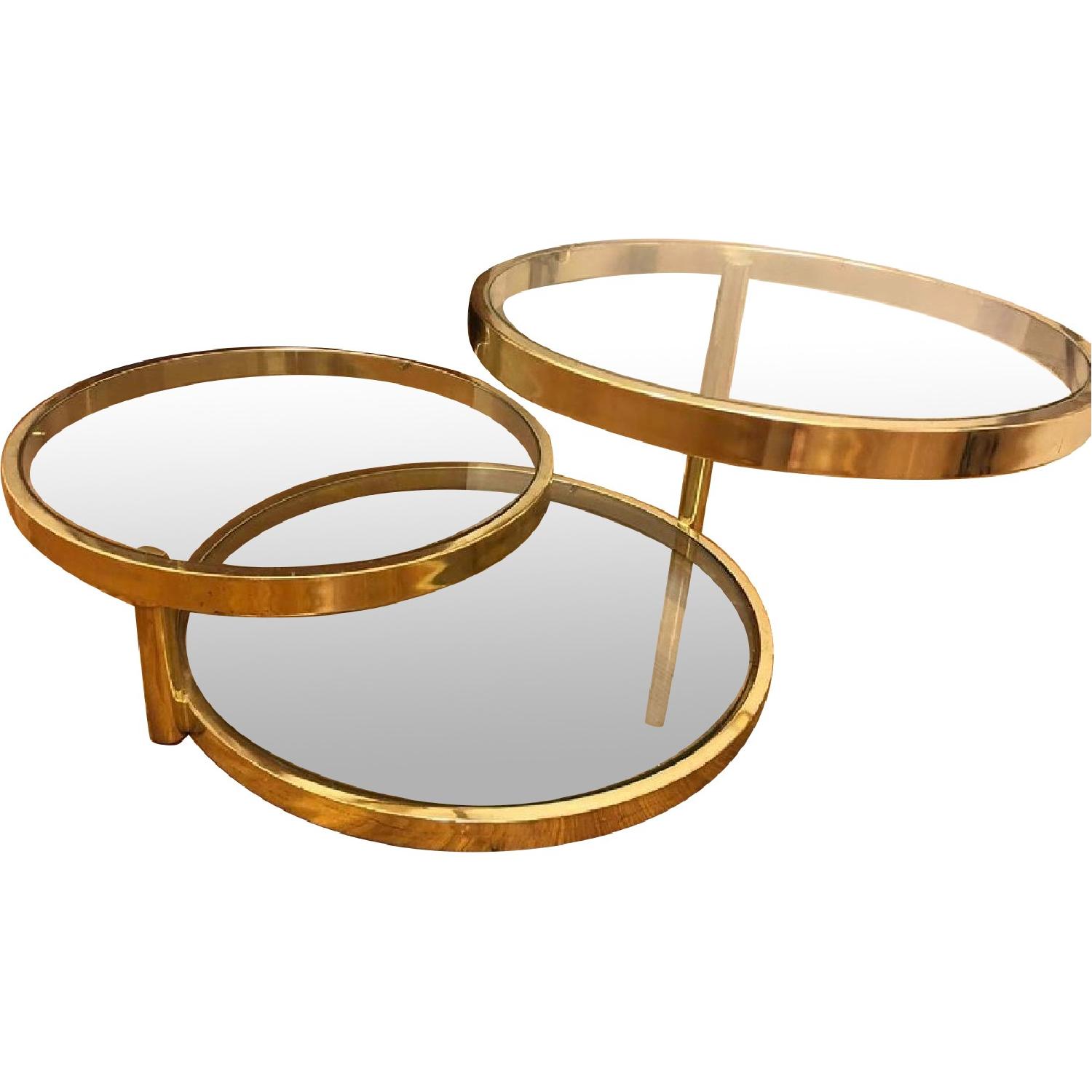 Vintage Gold & Glass Coffee Table - image-0