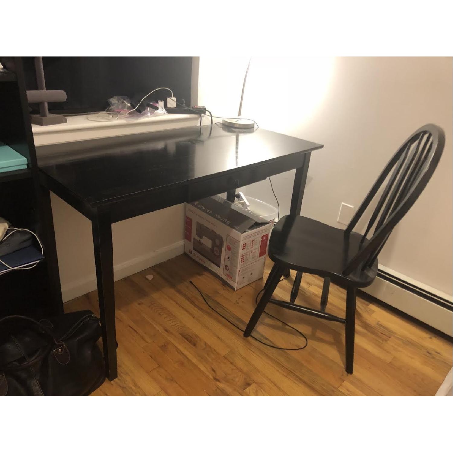 Black Wood Desk & Chair - image-0
