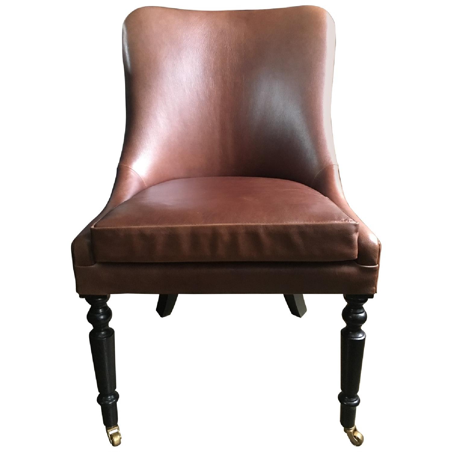 Custom Traditional Leather Accent Chair - image-0