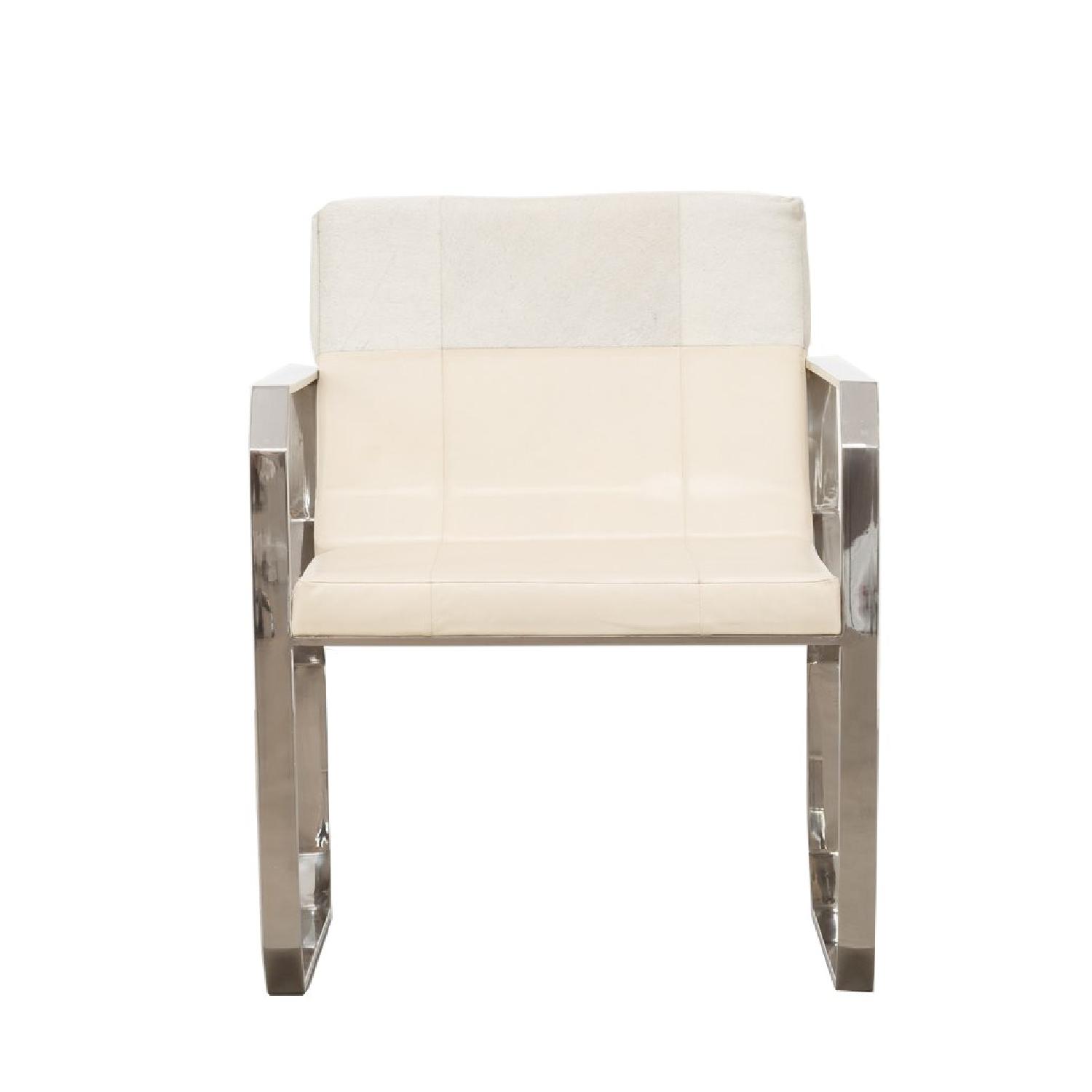 Cream Hair On Leather Dining Chair - image-1
