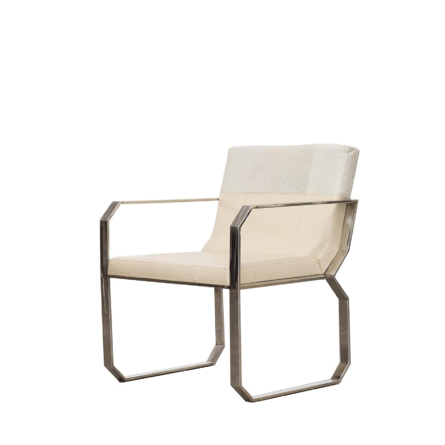 Cream Hair On Leather Dining Chair - image-2