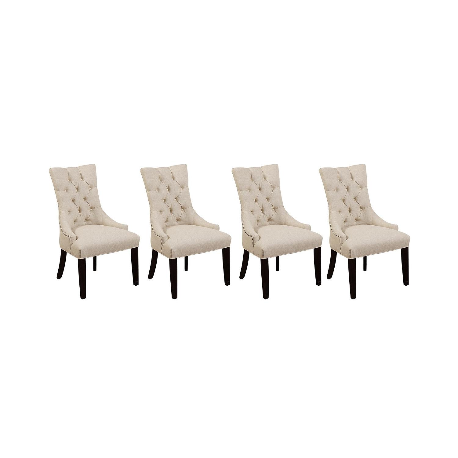 Macy's Tufted Linen Dining Chairs - image-1