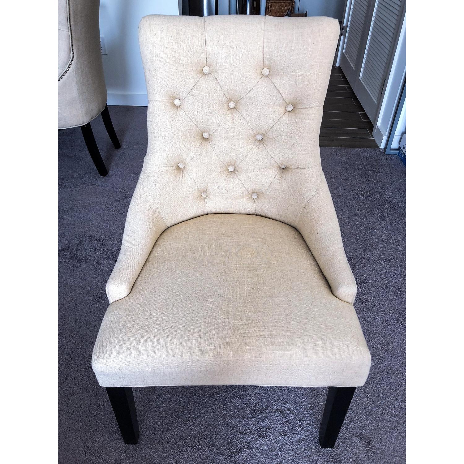 Macy's Tufted Linen Dining Chairs - image-2