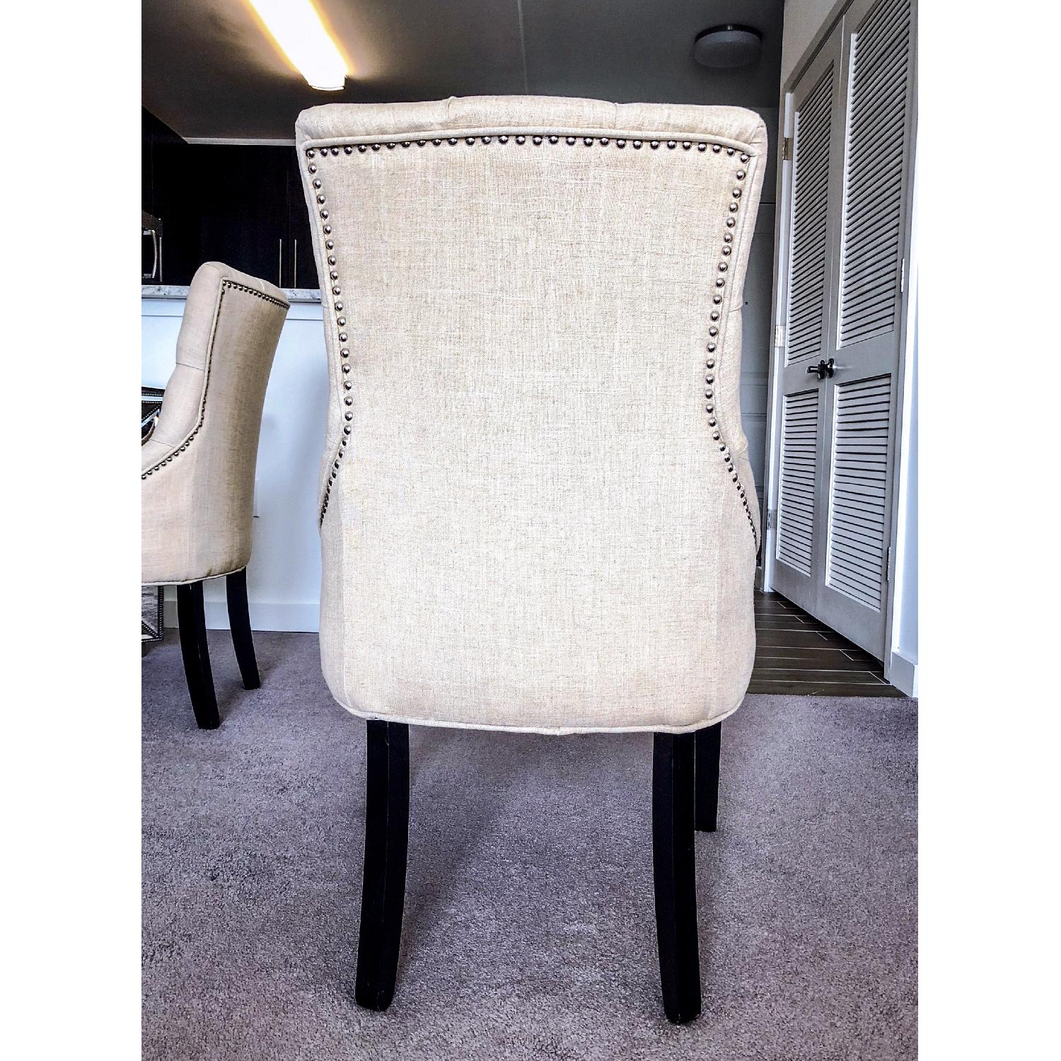 Macy's Tufted Linen Dining Chairs - image-3