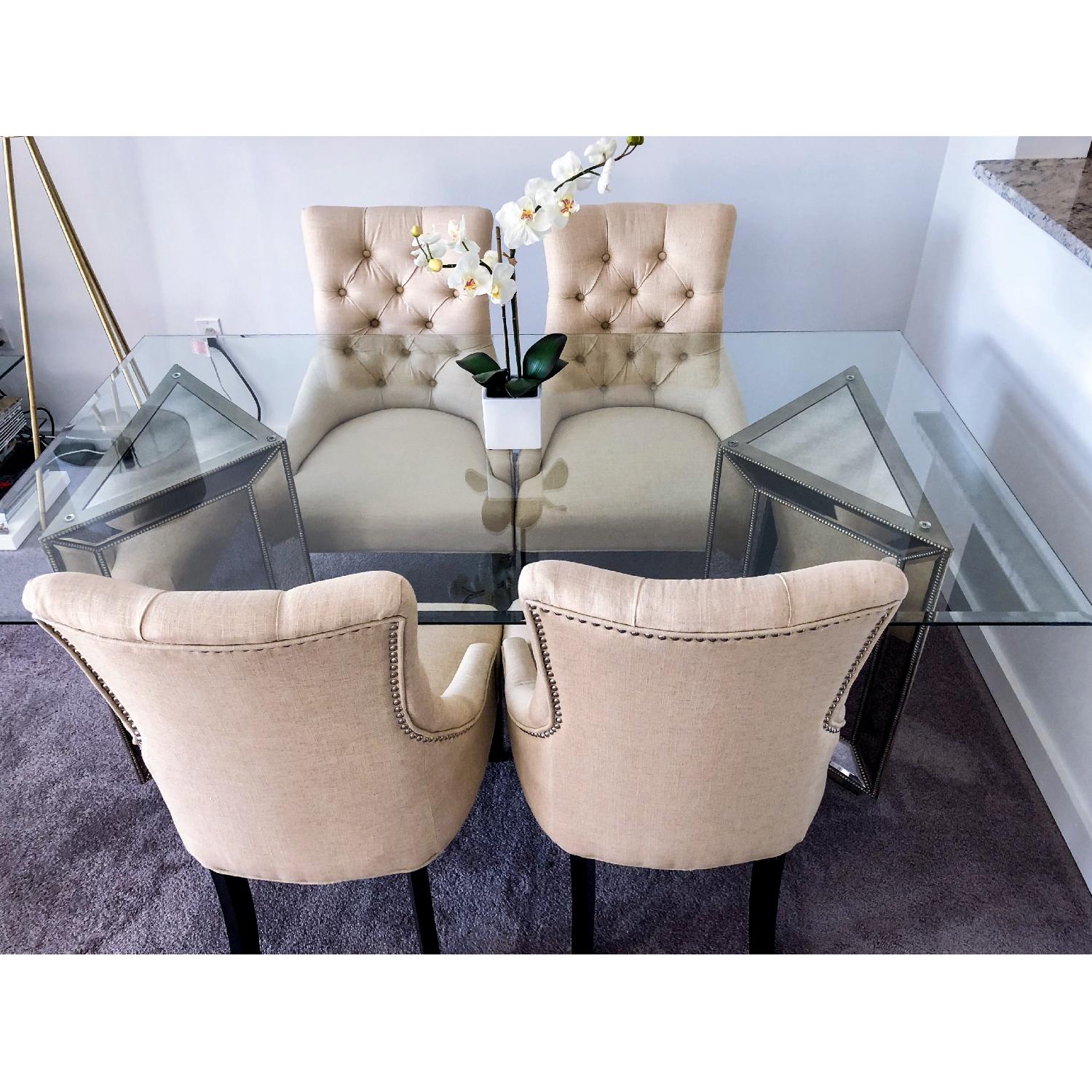 Macy's Tufted Linen Dining Chairs - image-5