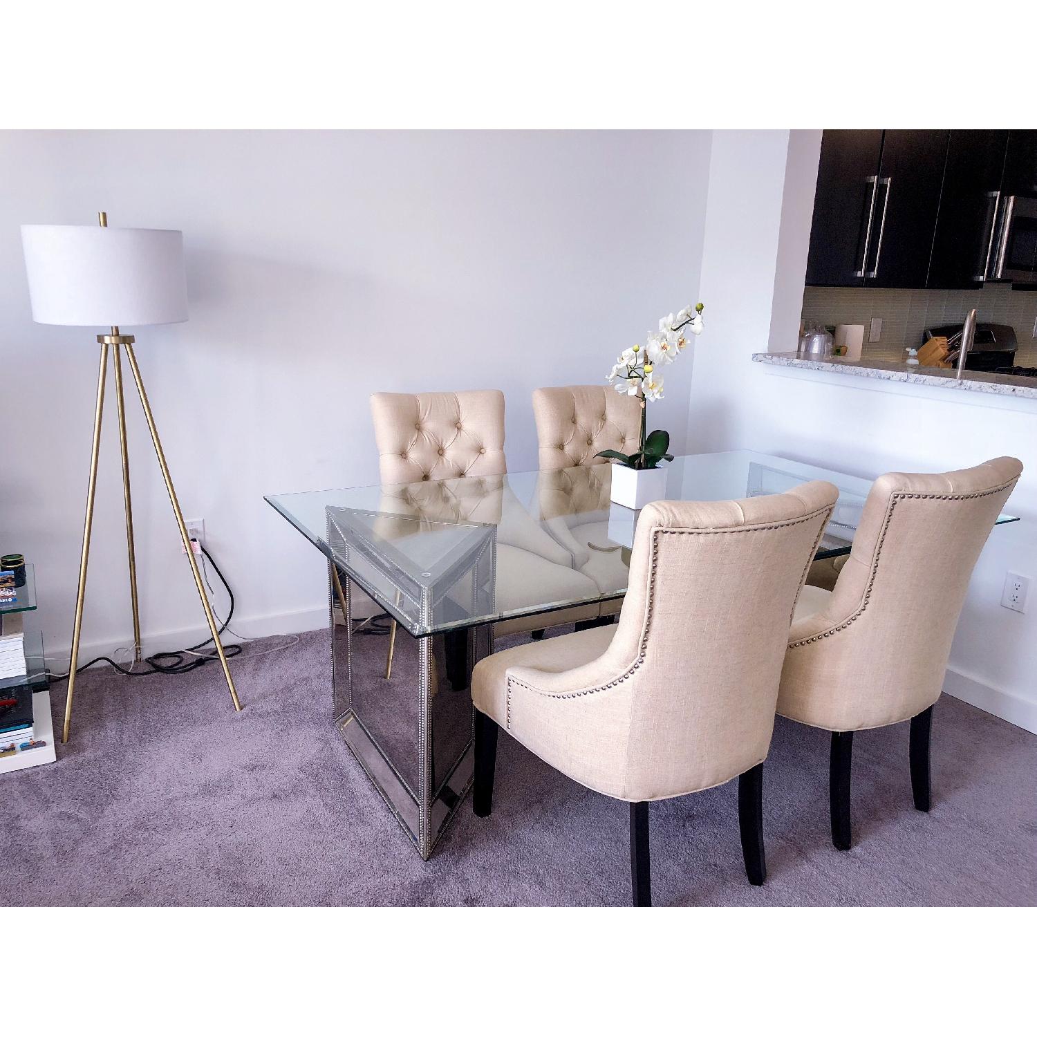 Macy's Tufted Linen Dining Chairs - image-6