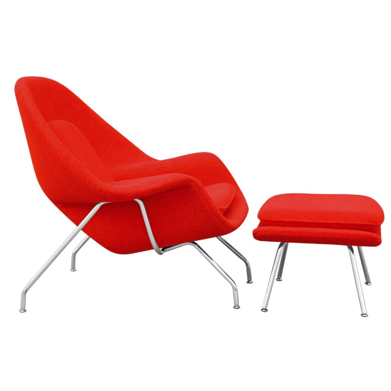 Mid Century Modern Saarinen Womb Chair & Ottoman Replica - image-3