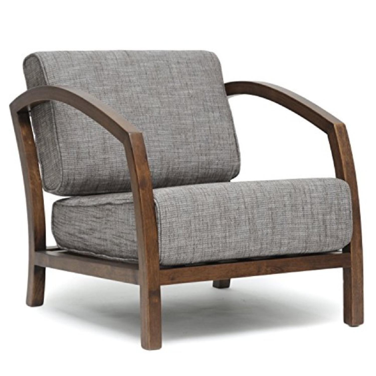 Baxton Studio Brown Wood Frame Accent Chair w/ Grey Cushions - image-0
