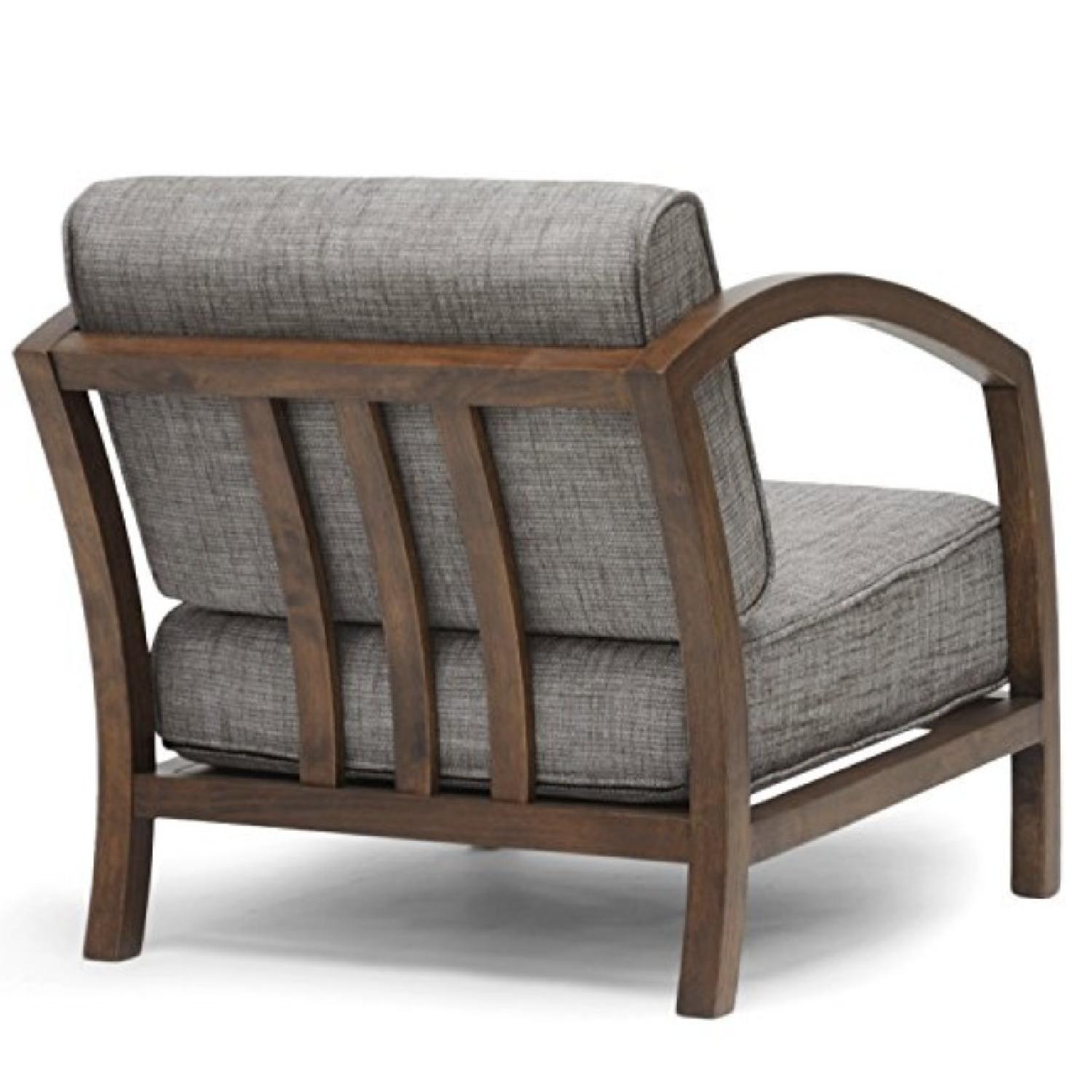 Baxton Studio Brown Wood Frame Accent Chair w/ Grey Cushions - image-2