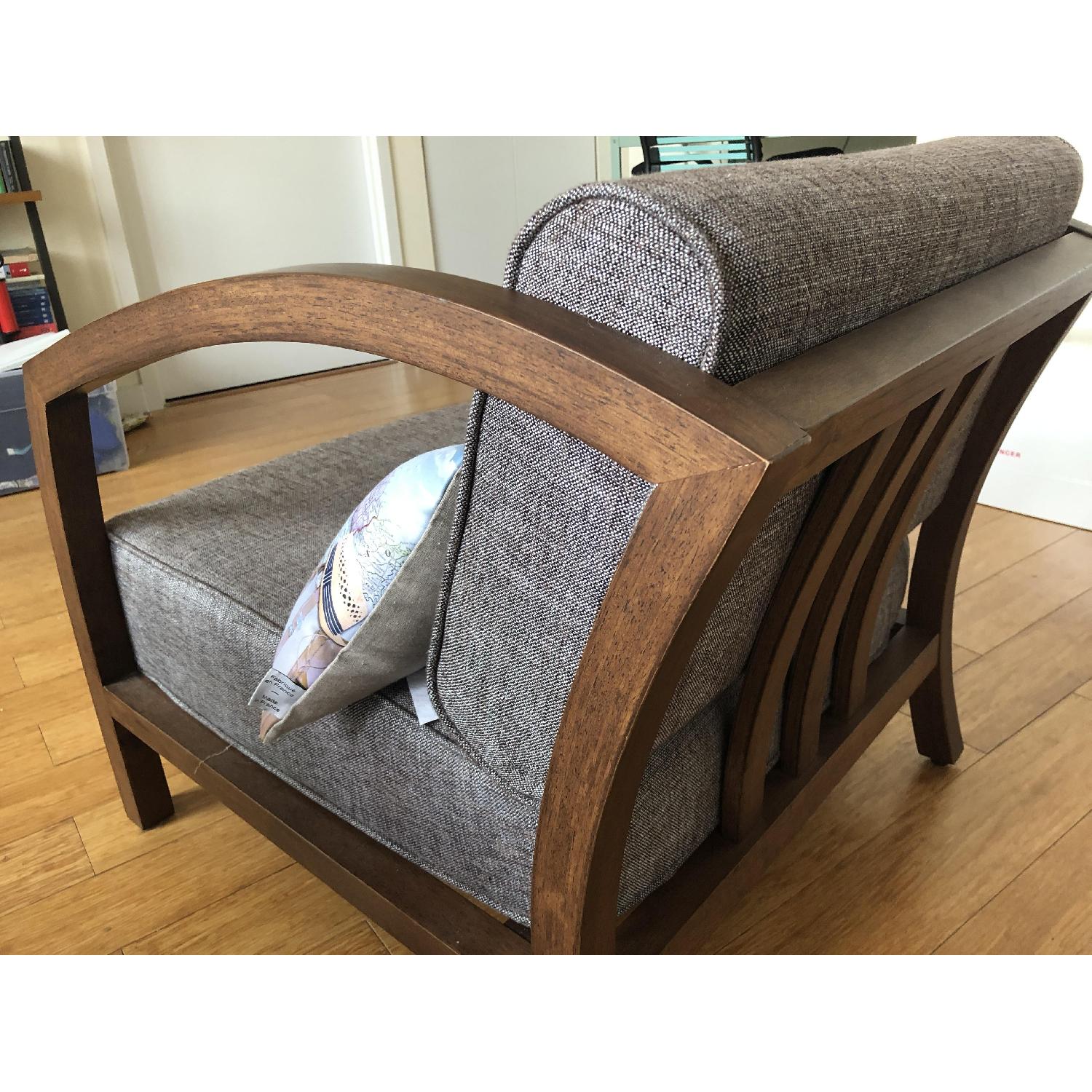 Baxton Studio Brown Wood Frame Accent Chair w/ Grey Cushions - image-4