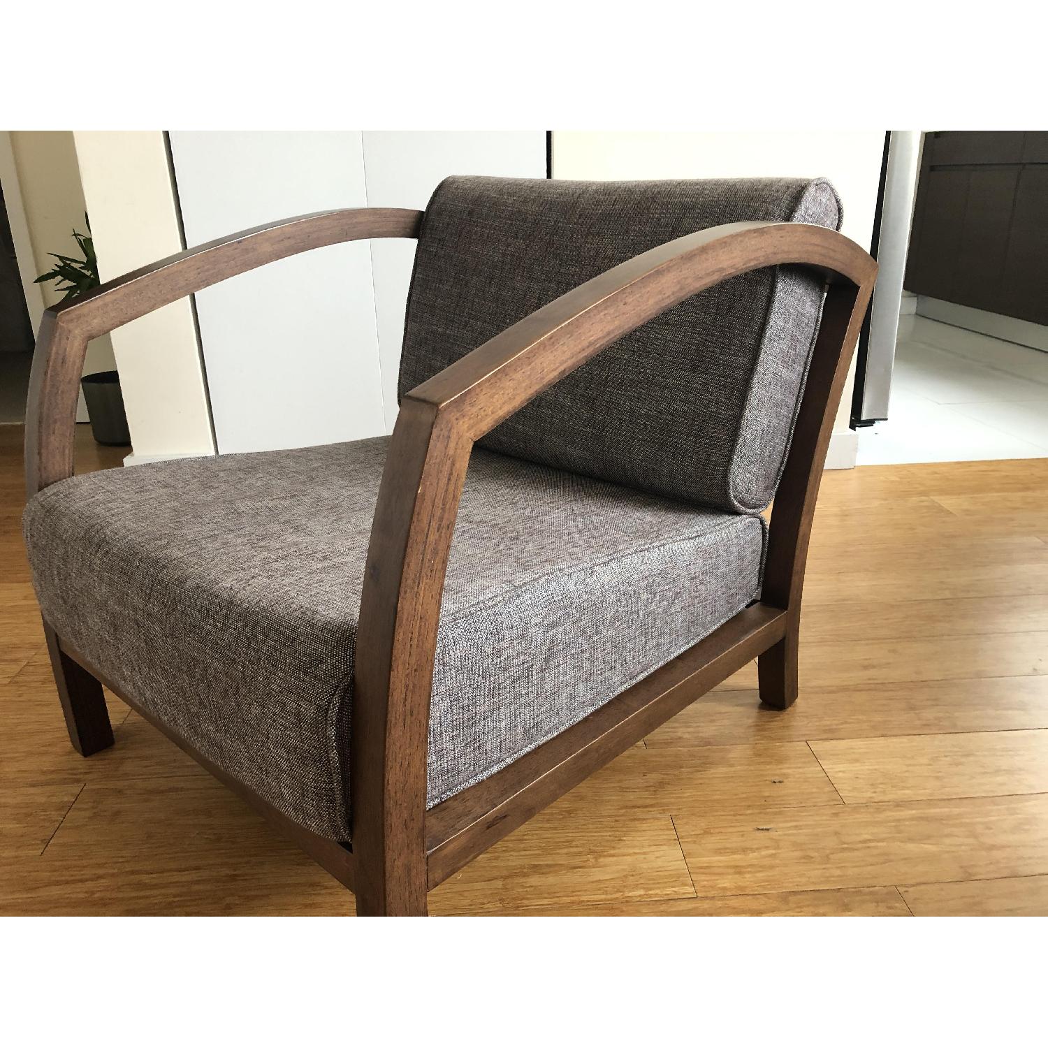 Baxton Studio Brown Wood Frame Accent Chair w/ Grey Cushions - image-5