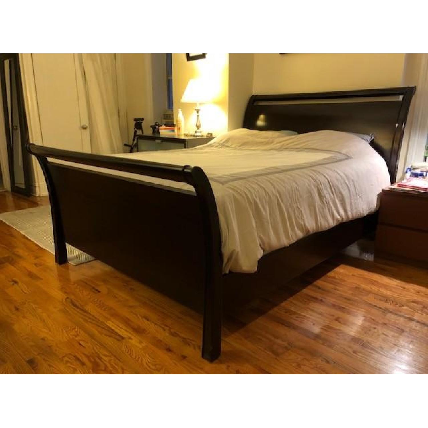 Beautiful Crate & Barrel Queen Wooden Sleigh Bed Frame AptDeco