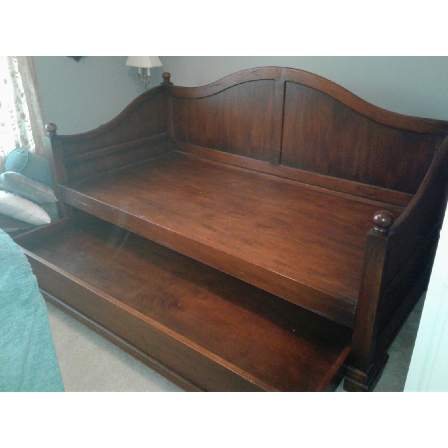 Solid Wood Twin Bed w/ Trundle - image-2