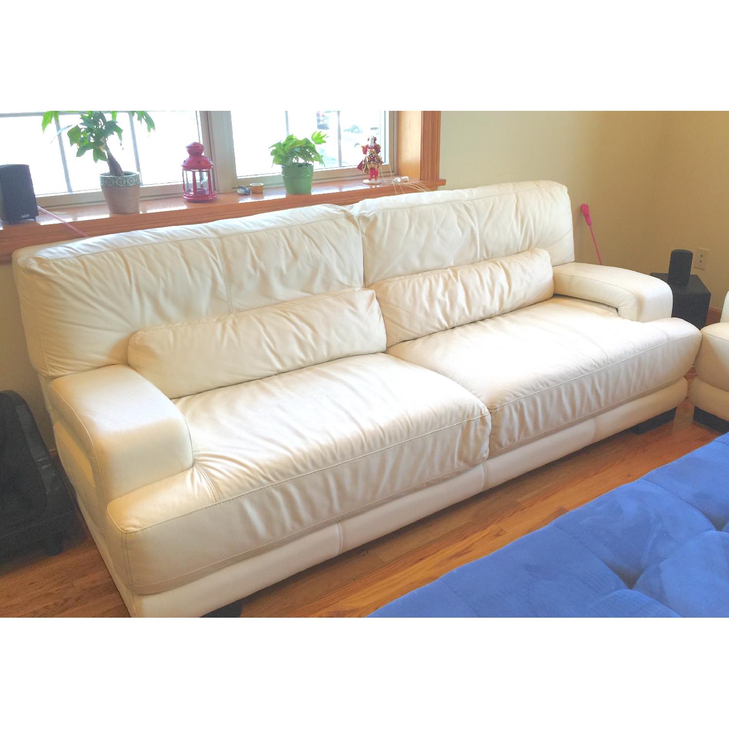 Raymore & Flannigan Off White Leather Sofas - image-2