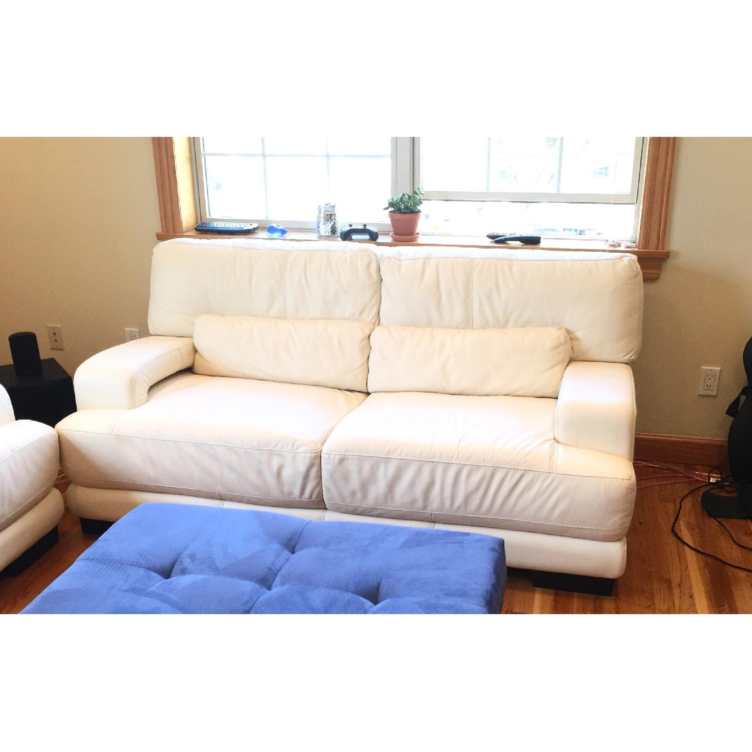 Raymore & Flannigan Off White Leather Sofas - image-4