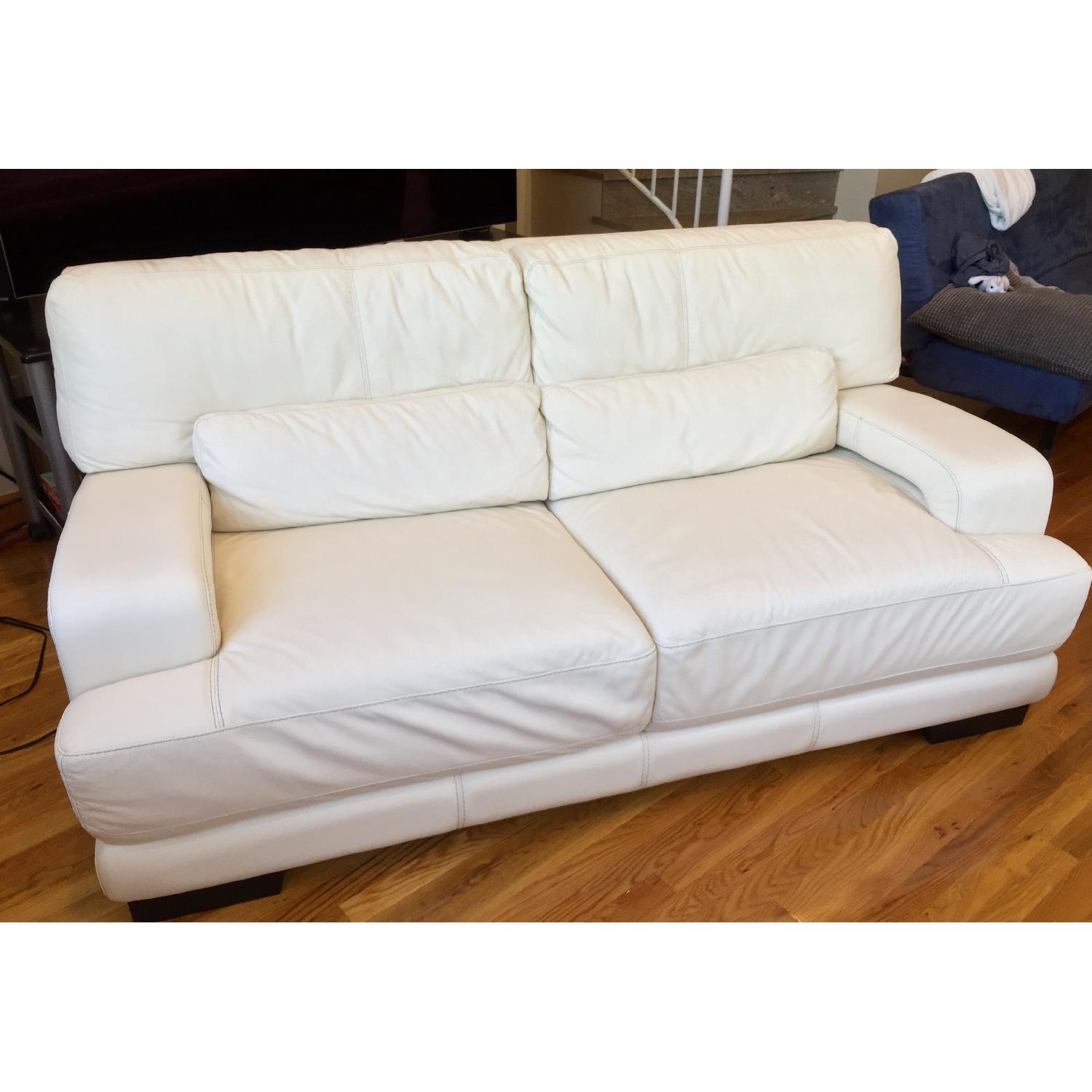 Raymore & Flannigan Off White Leather Sofas - image-5