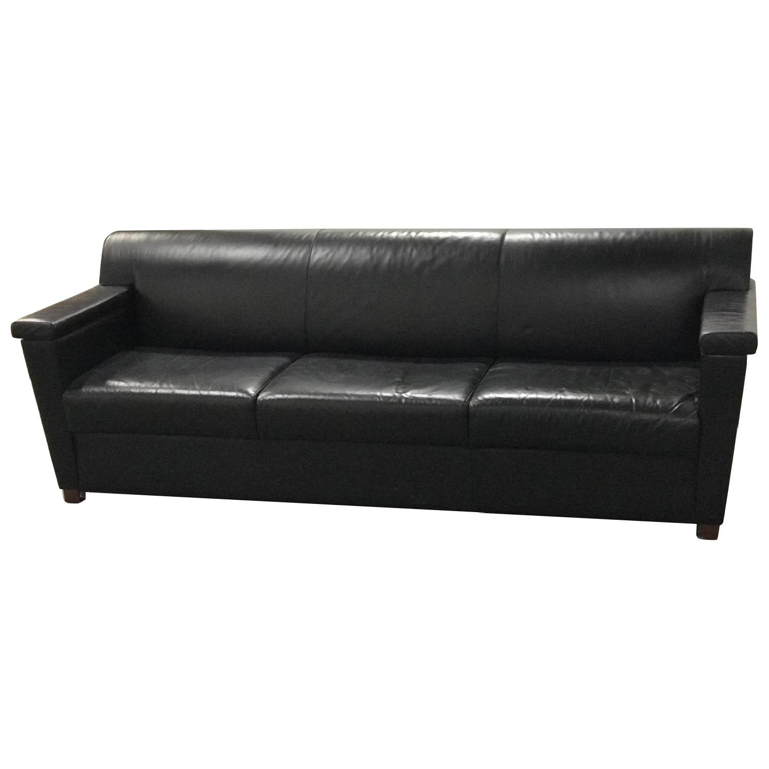 Black Leather Sofa - image-0