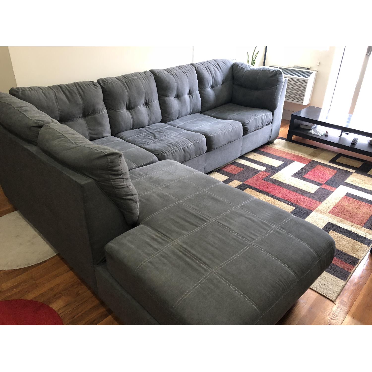 Ashley Olive Green Sleeper Sectional Sofa - image-1