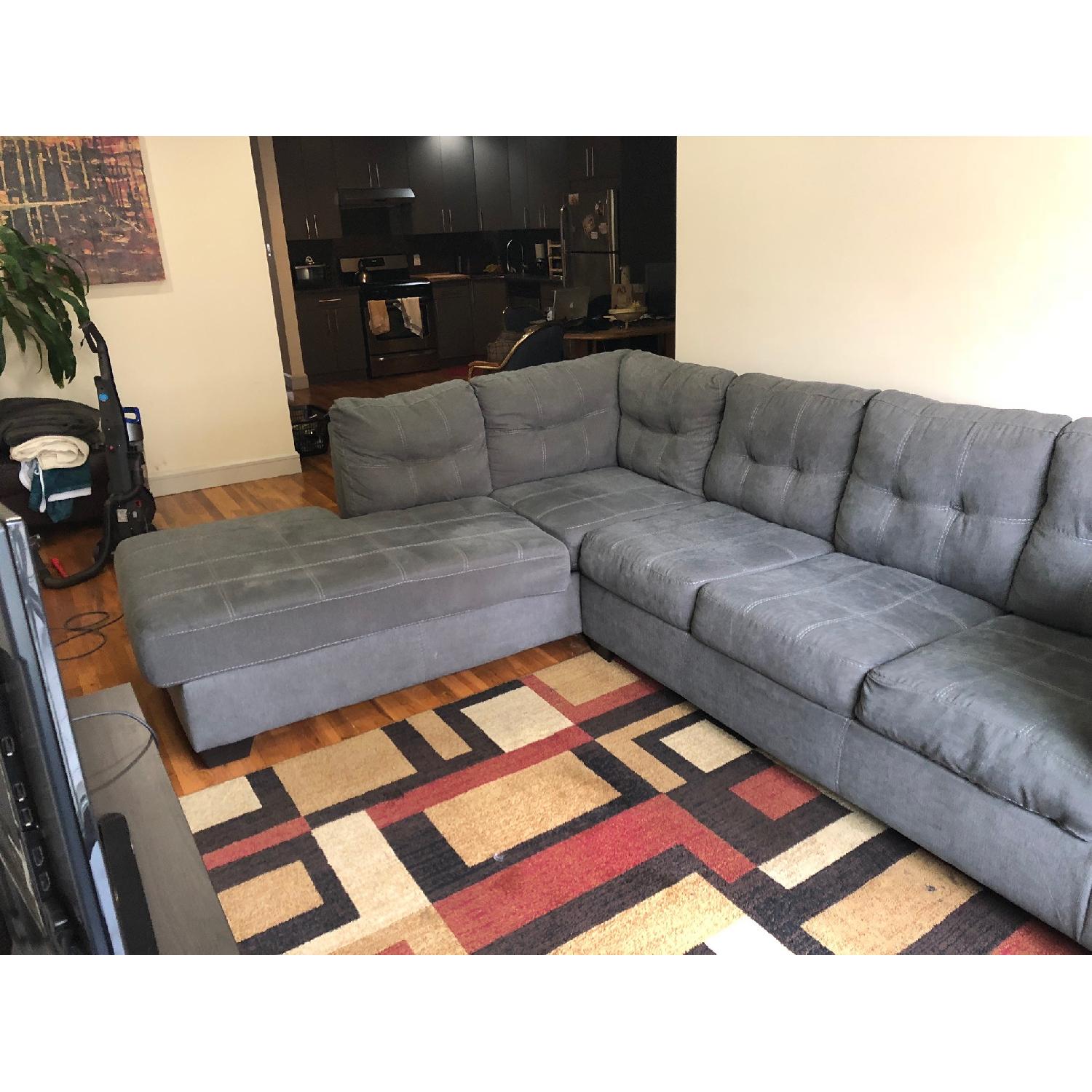 Ashley Olive Green Sleeper Sectional Sofa - image-2