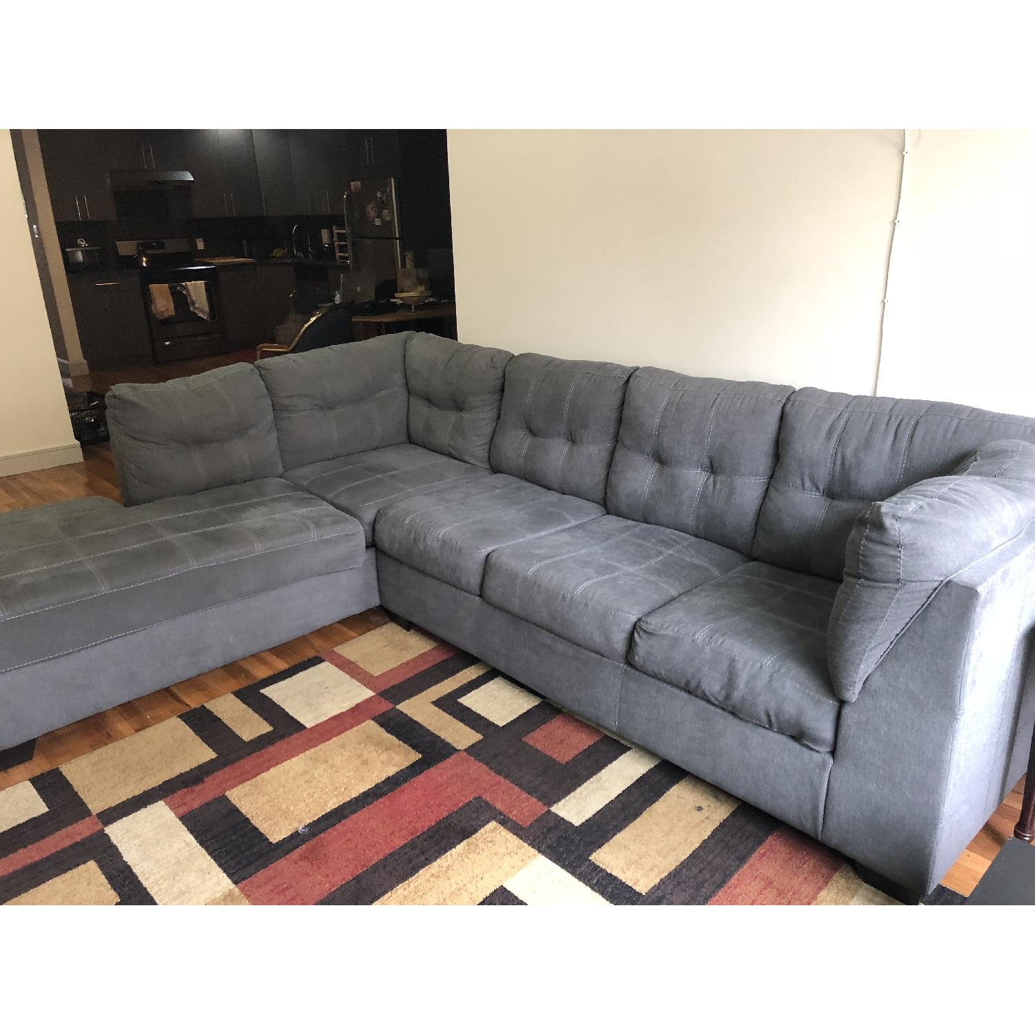 Ashley Olive Green Sleeper Sectional Sofa - image-3