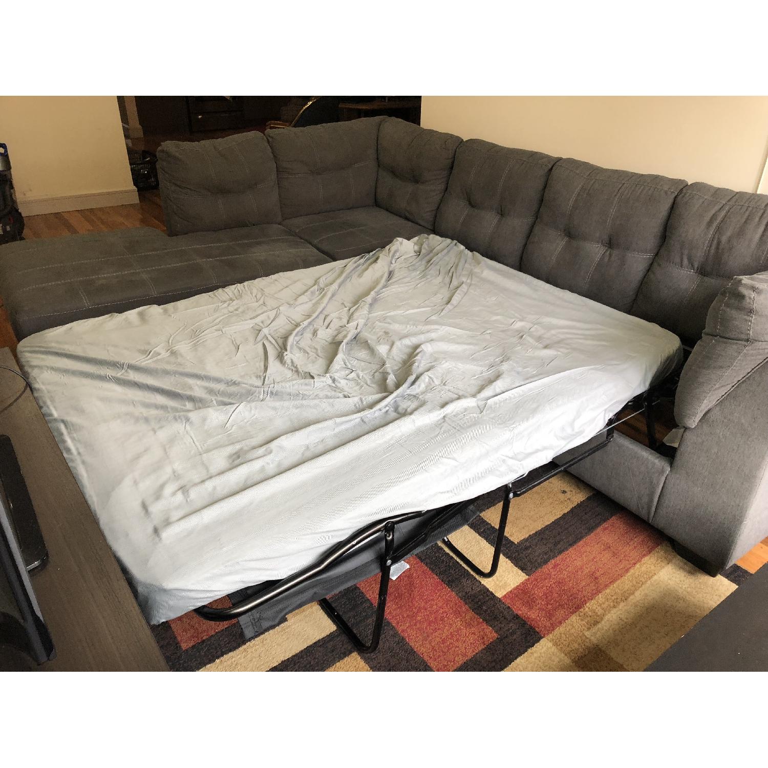 Ashley Olive Green Sleeper Sectional Sofa - image-4