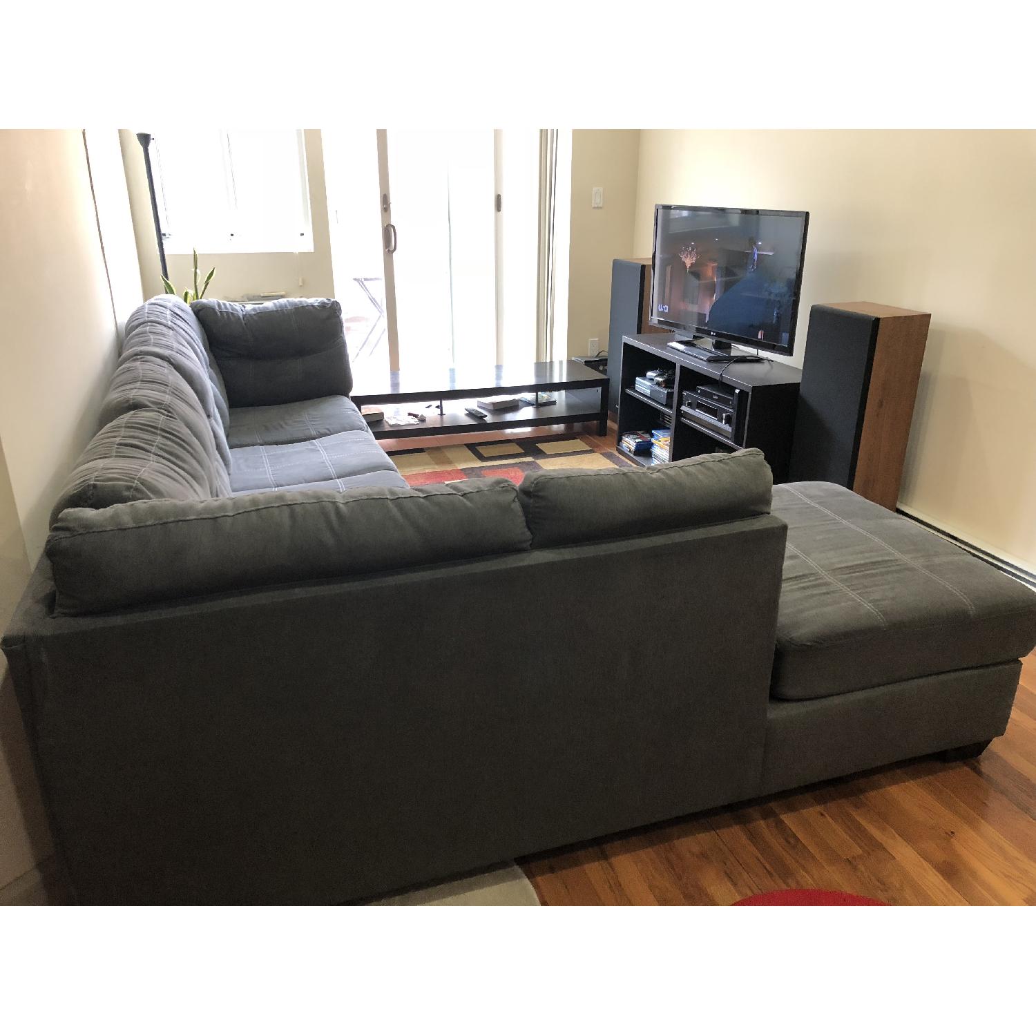 Ashley Olive Green Sleeper Sectional Sofa - image-6