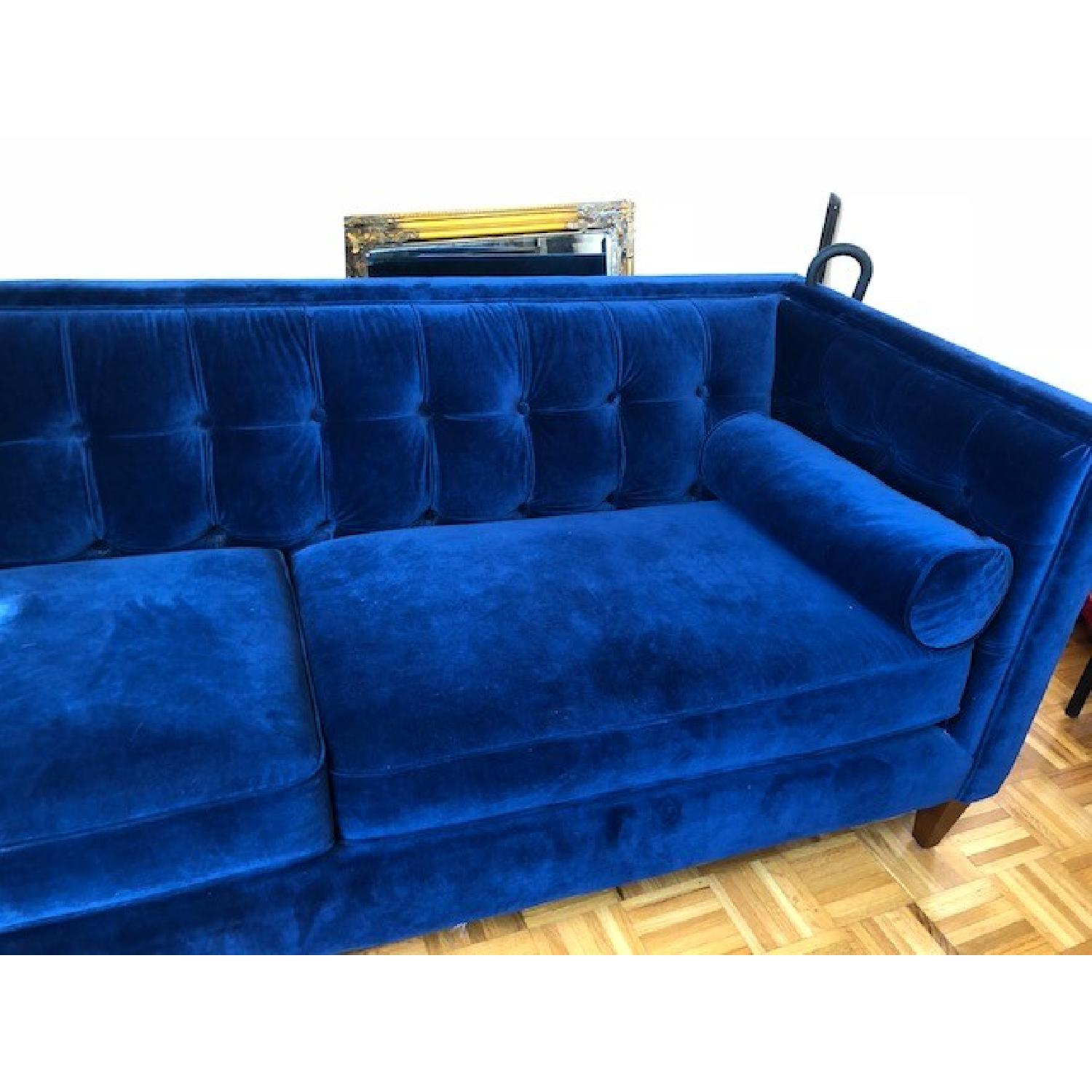 One Kings Lane Blue Velvet Sofa - image-1