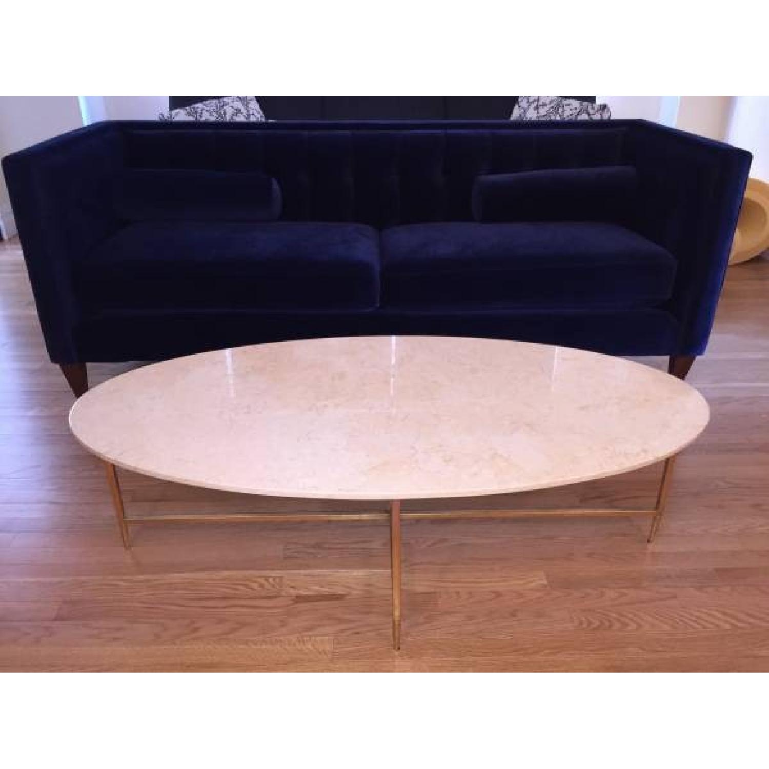 One Kings Lane Blue Velvet Sofa - image-3