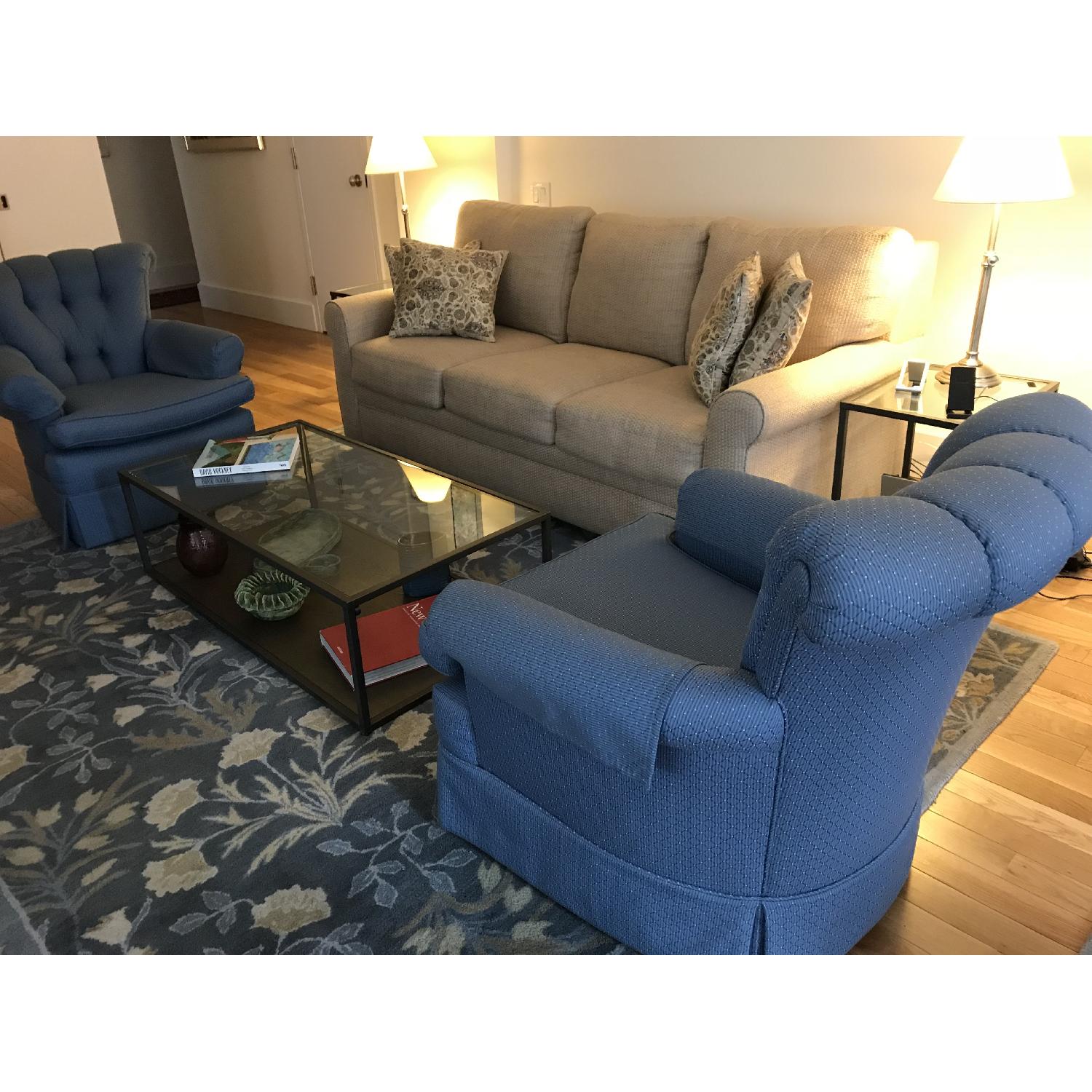 Blue Upholstered Armchair - image-1