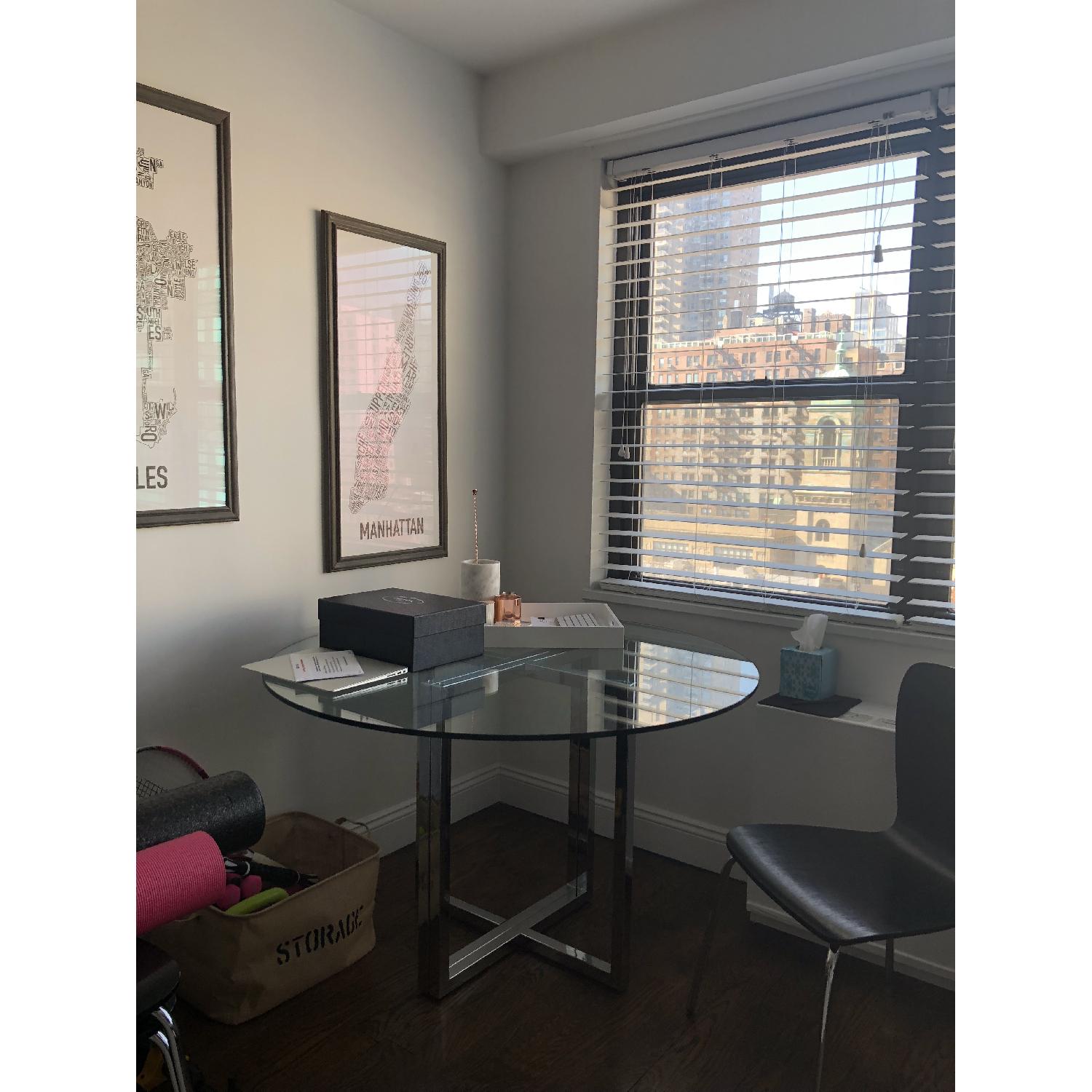 CB2 Glass/Chrome Round Dining Table - image-2