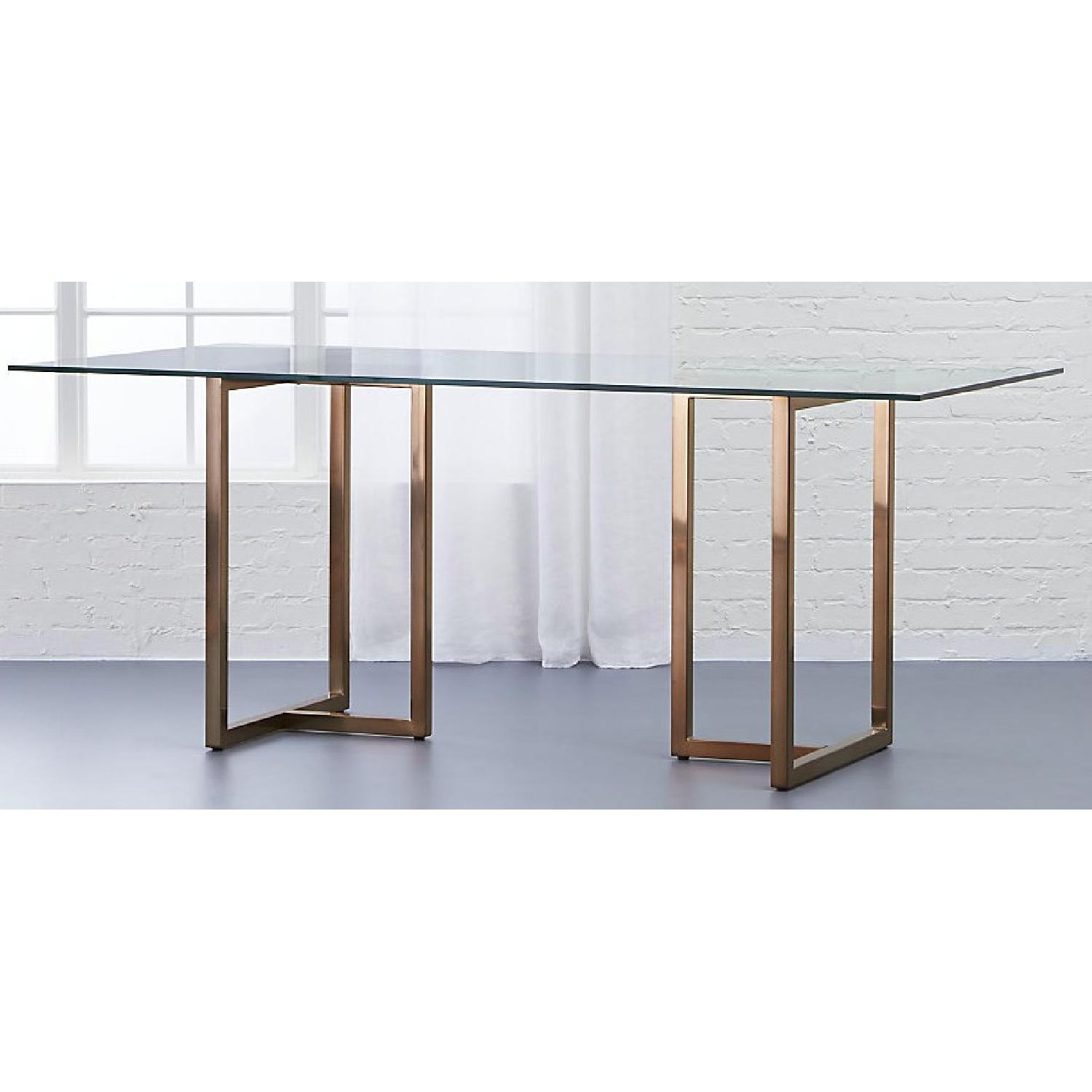 CB2 Silverado Glass Dining Table w/ Brass Base - image-1