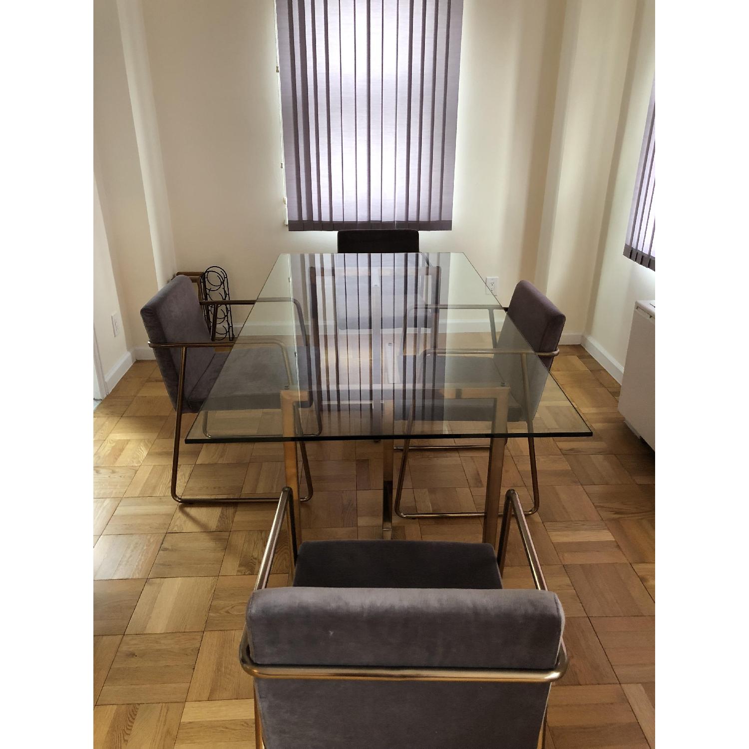 CB2 Silverado Glass Dining Table w/ Brass Base - image-4