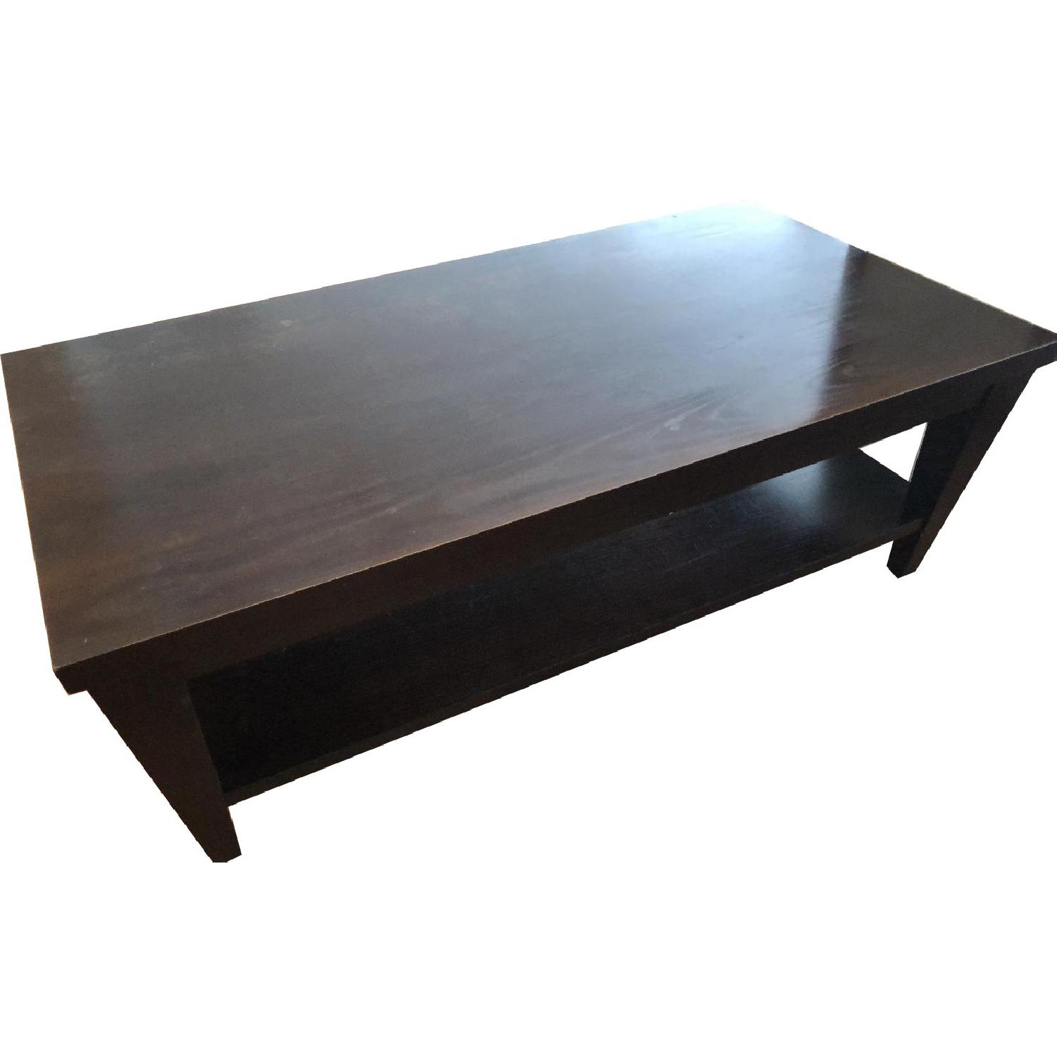 Ethan Allen Contemporary Dark Wood Coffee Table AptDeco