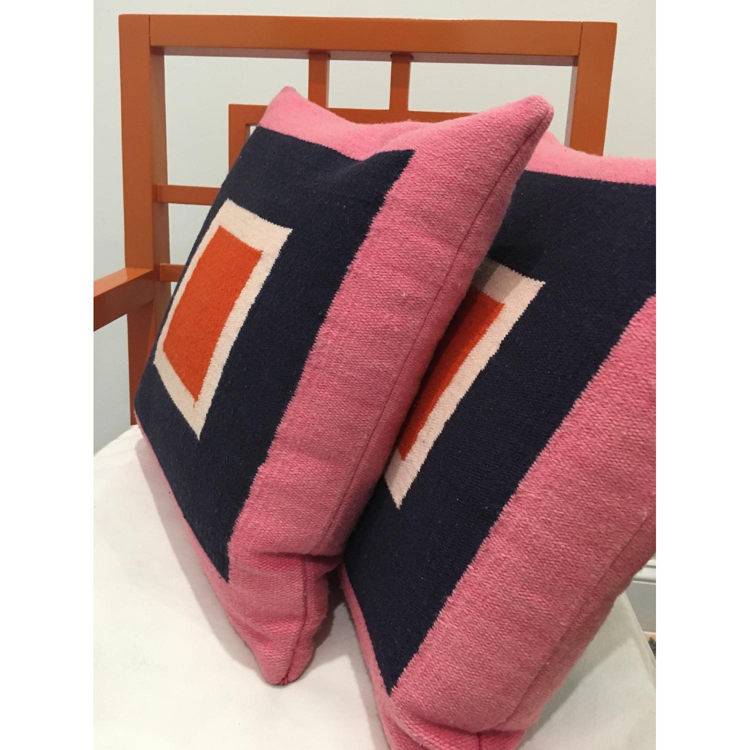 Jonathan Adler Throw Pillows in Pink/Navy/Orange/Ivory Wool - image-1