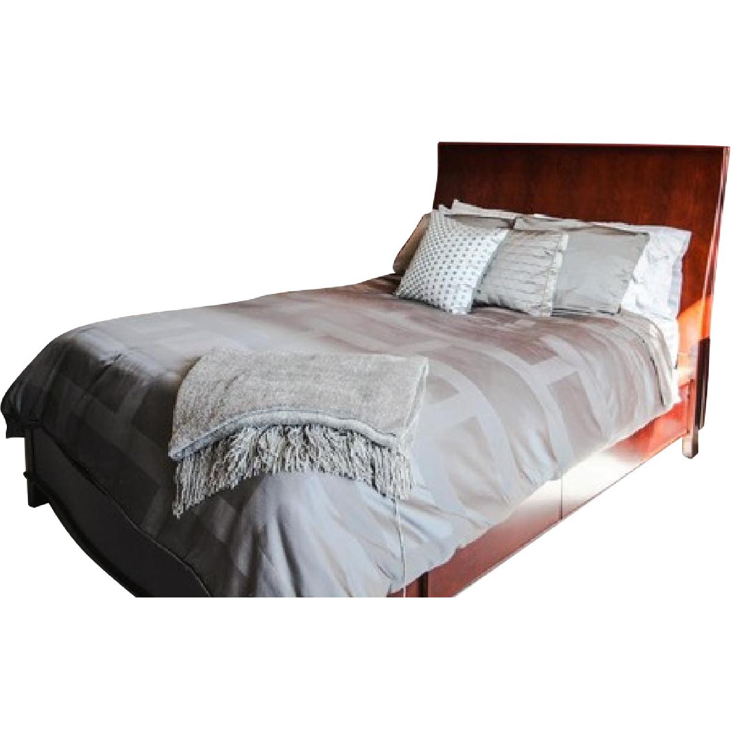 Contemporary Dark Wood Queen Headboard - image-0