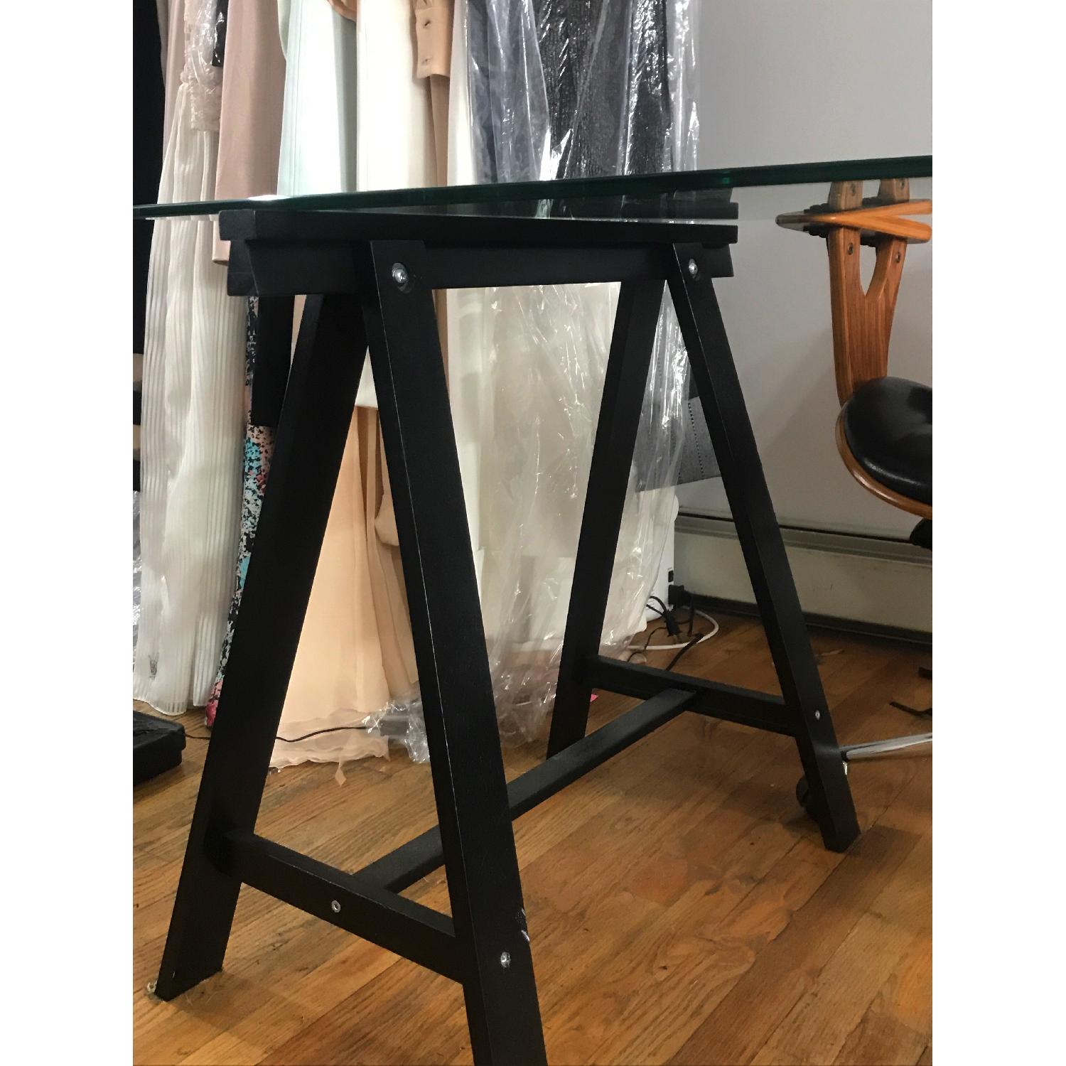 Glass Desk w/ Trestle Legs - image-1