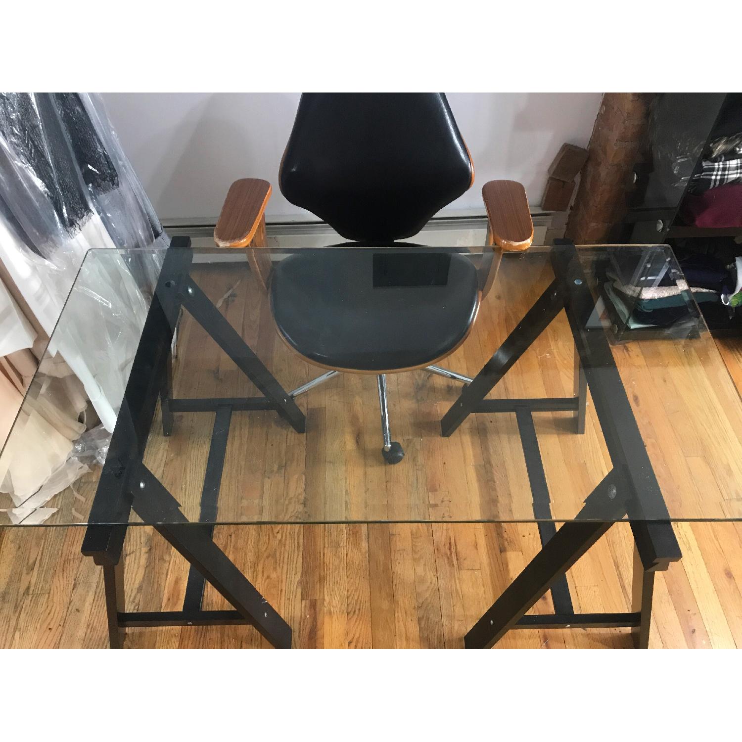 Glass Desk w/ Trestle Legs - image-3