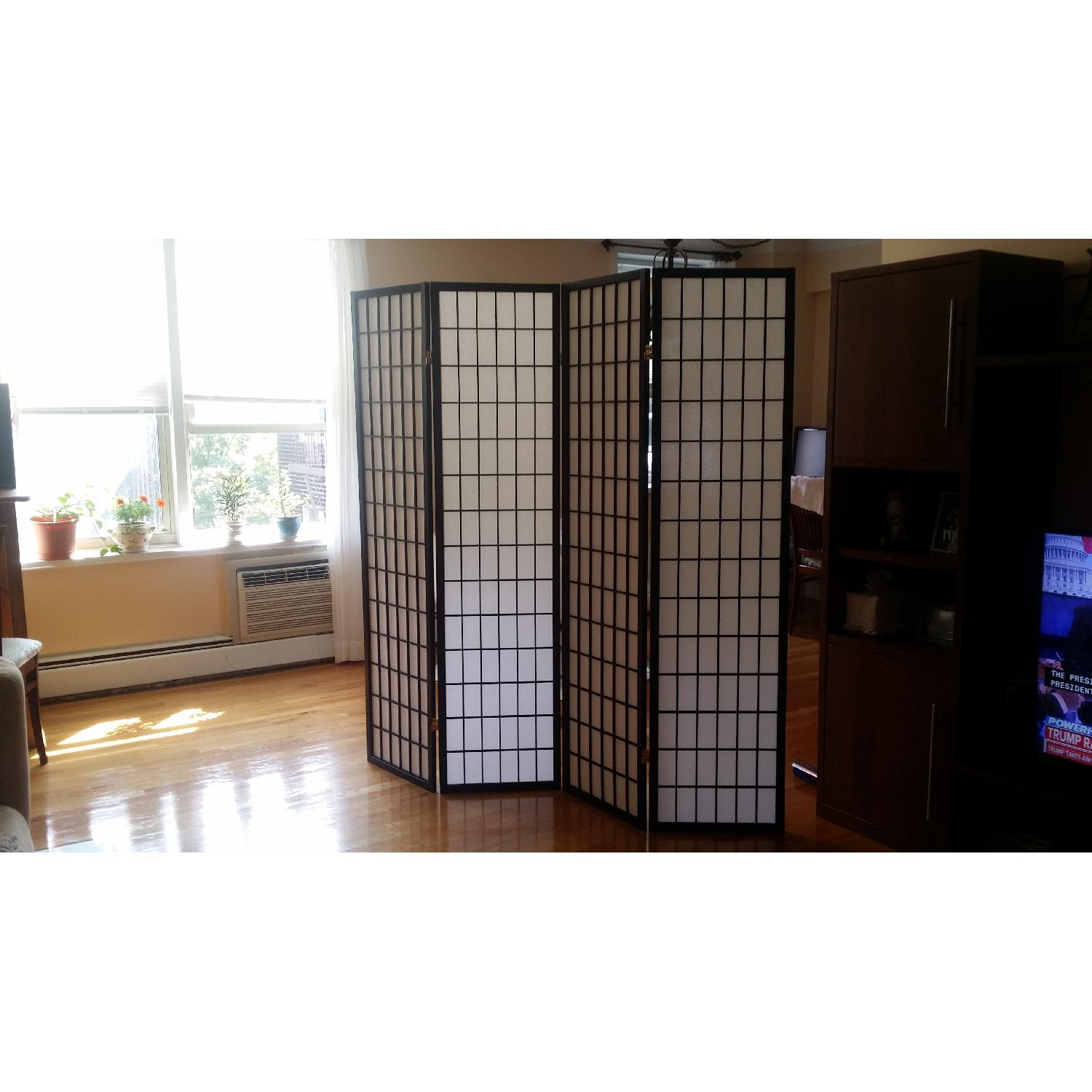Oriental Shoji 4 Panel Folding Privacy Screen Room Divider - image-1