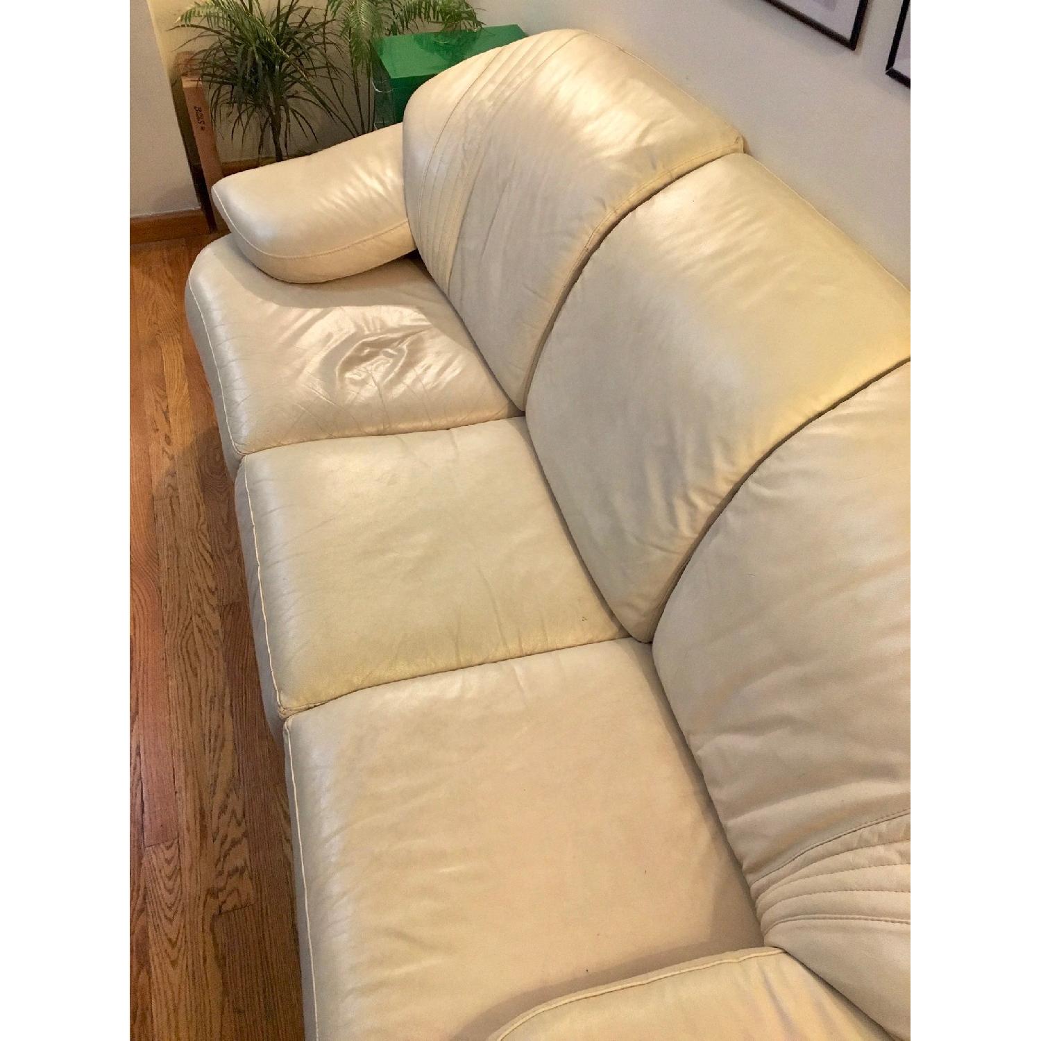 Cream Leather 3-Seater Sofa - image-1