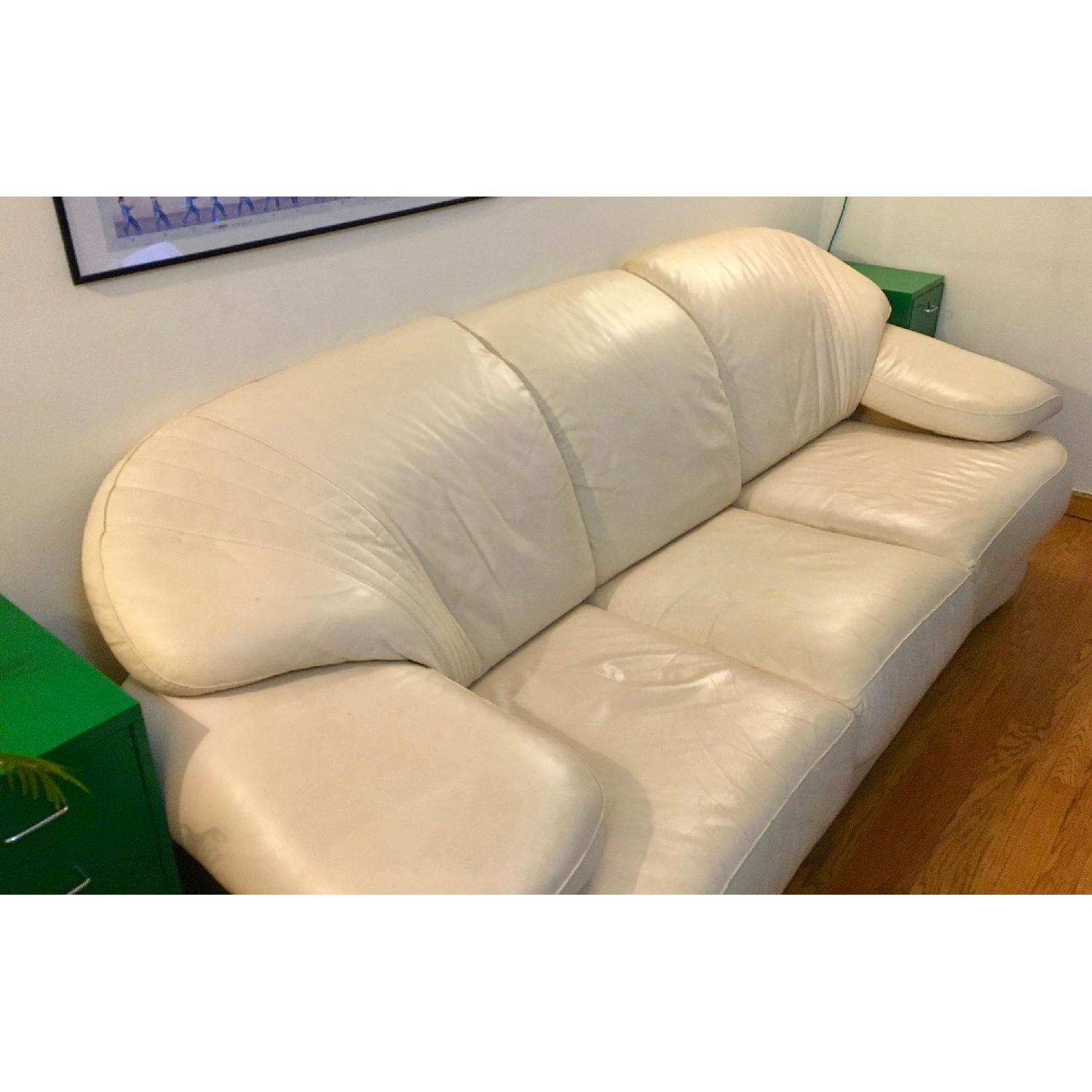Cream Leather 3-Seater Sofa - image-4