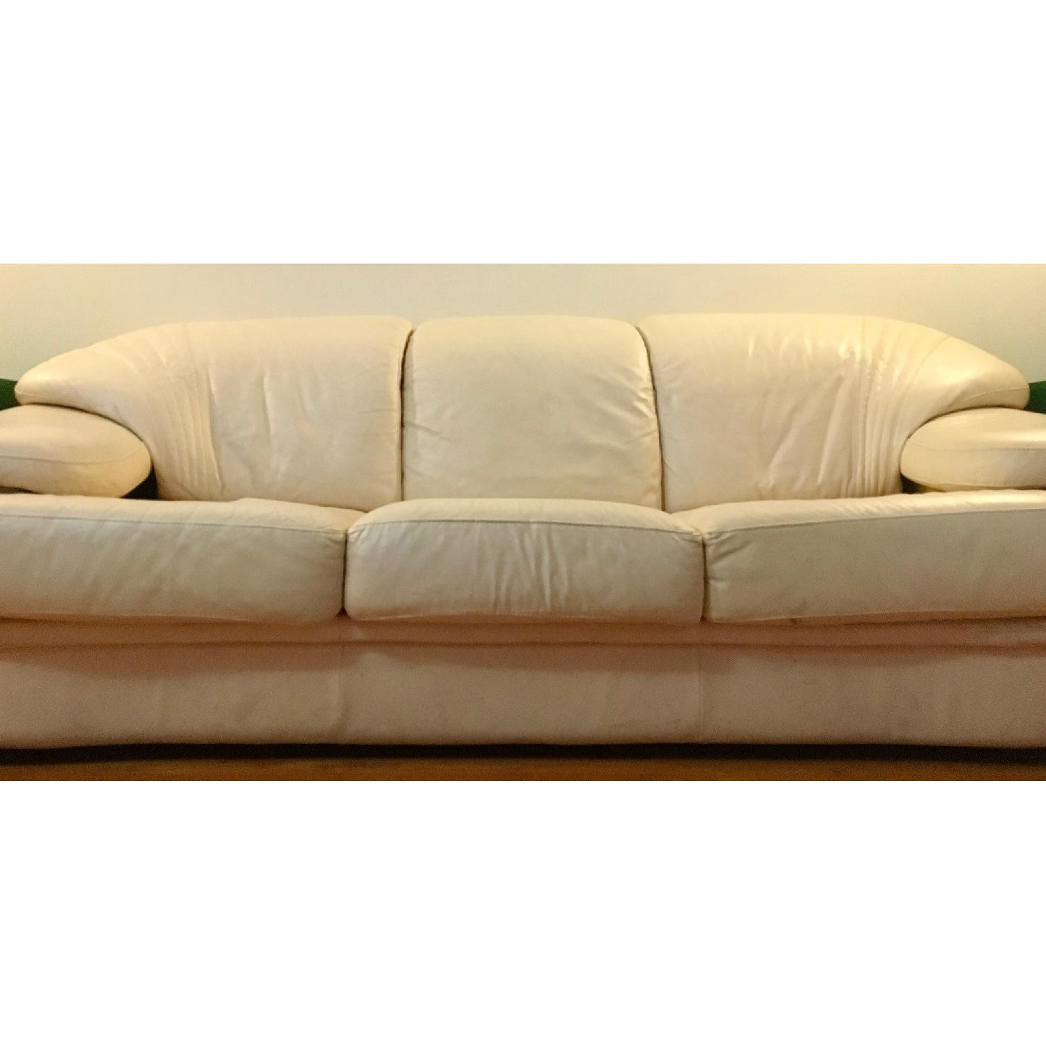 Cream Leather 3-Seater Sofa - image-5