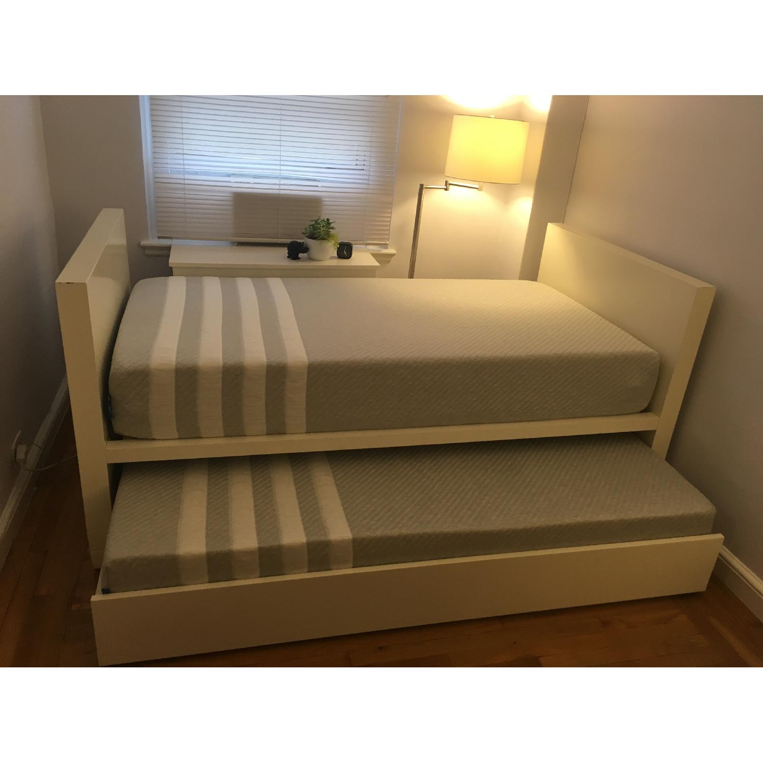 West Elm White Parsons DayBed w/ Trundle - image-2